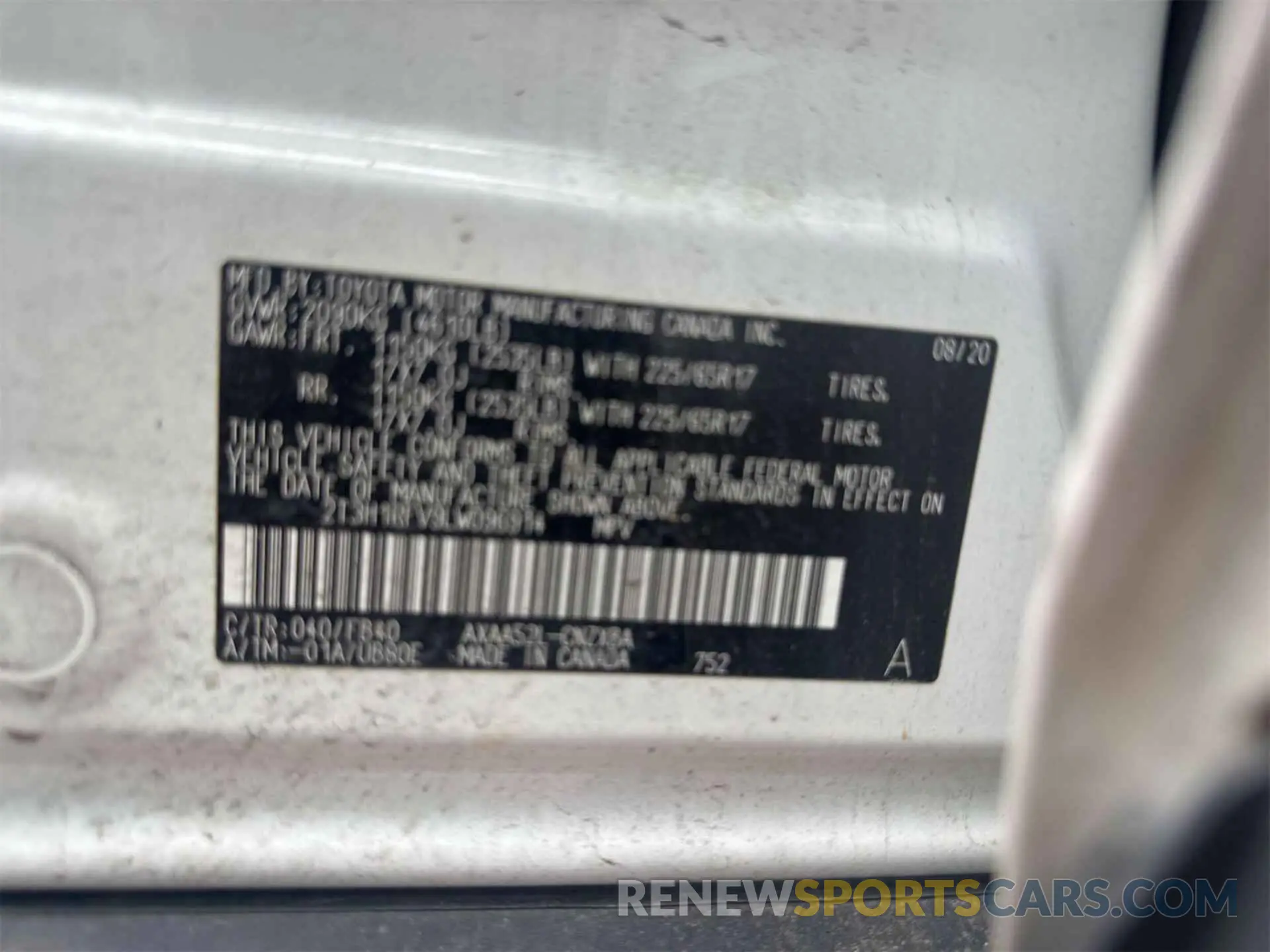 14 fotografías del automóvil dañado 2T3H1RFV9LW096914 TOYOTA RAV4 2020