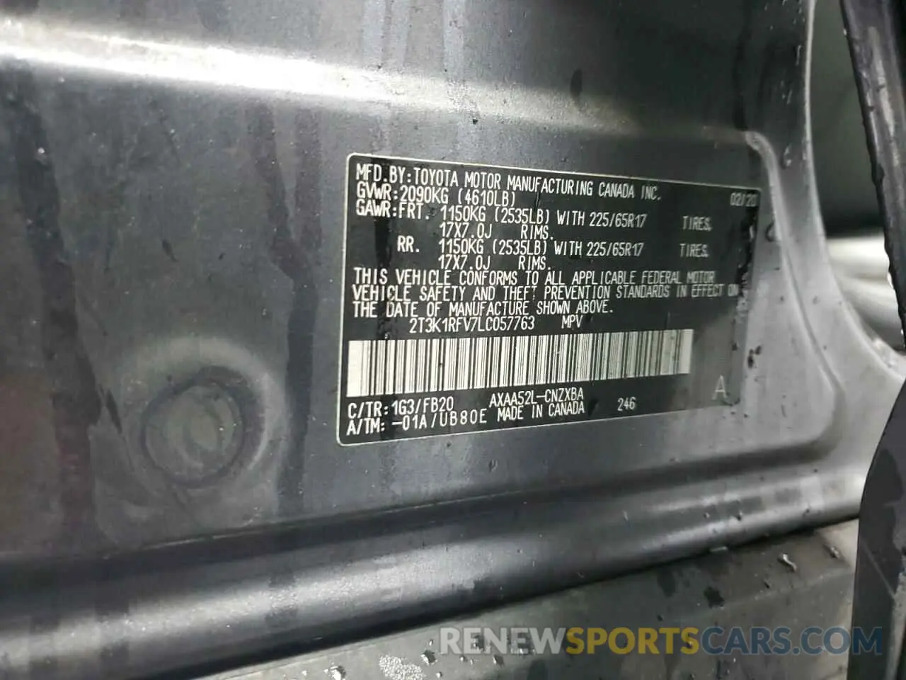 13 fotografías del automóvil dañado 2T3K1RFV7LC057763 TOYOTA RAV4 2020
