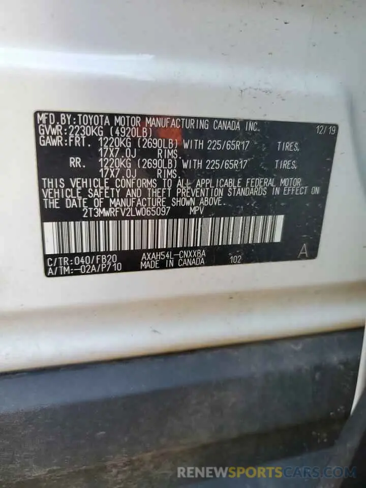 12 fotografías del automóvil dañado 2T3MWRFV2LW065097 TOYOTA RAV4 2020