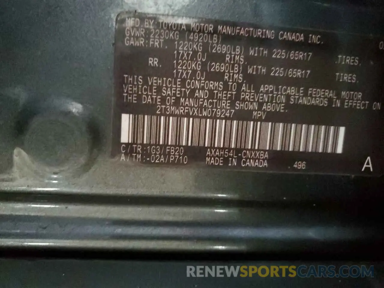 13 fotografías del automóvil dañado 2T3MWRFVXLW079247 TOYOTA RAV4 2020