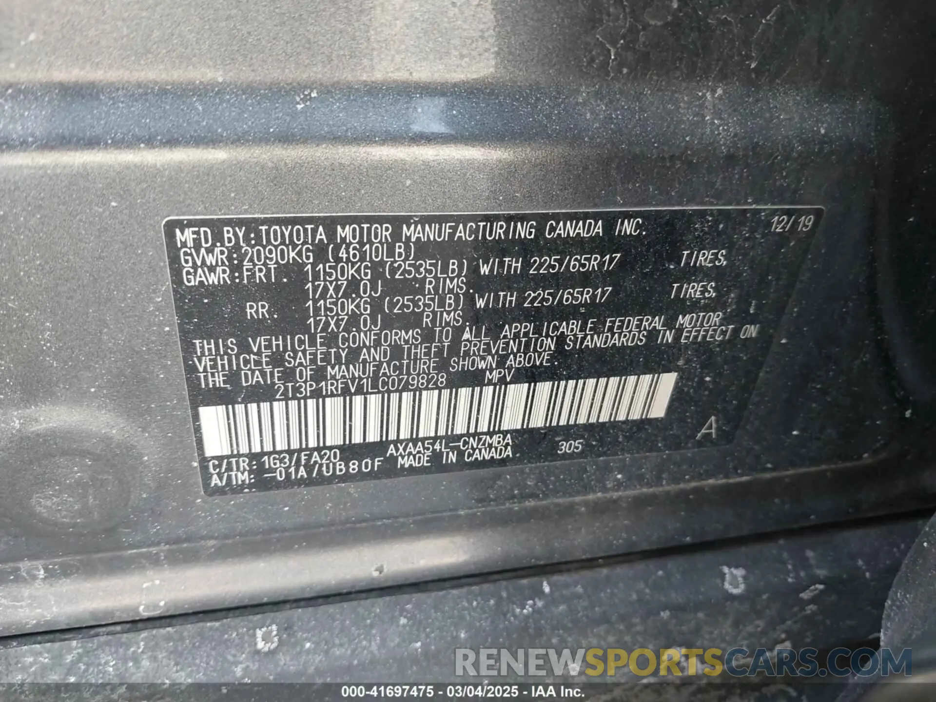 9 fotografías del automóvil dañado 2T3P1RFV1LC079828 TOYOTA RAV4 2020