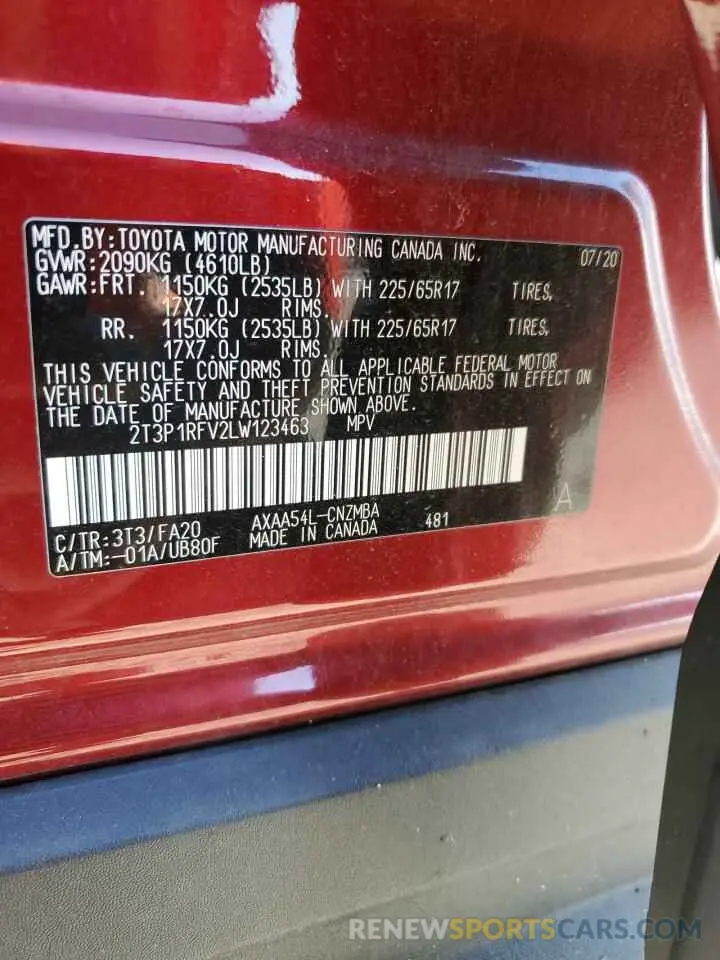 14 fotografías del automóvil dañado 2T3P1RFV2LW123463 TOYOTA RAV4 2020