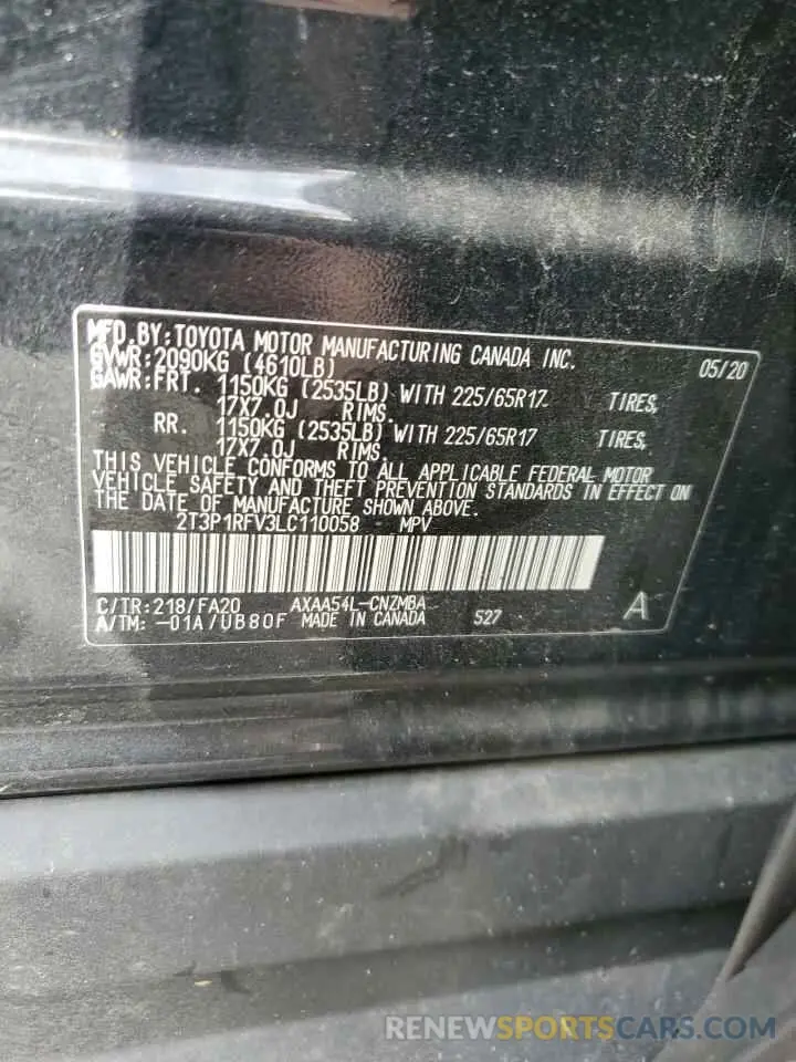 13 fotografías del automóvil dañado 2T3P1RFV3LC110058 TOYOTA RAV4 2020