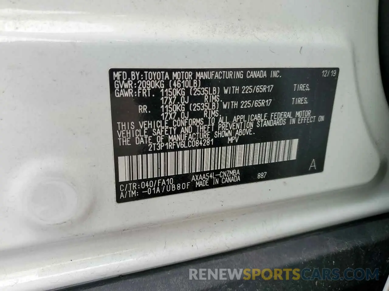 13 fotografías del automóvil dañado 2T3P1RFV6LC084281 TOYOTA RAV4 2020