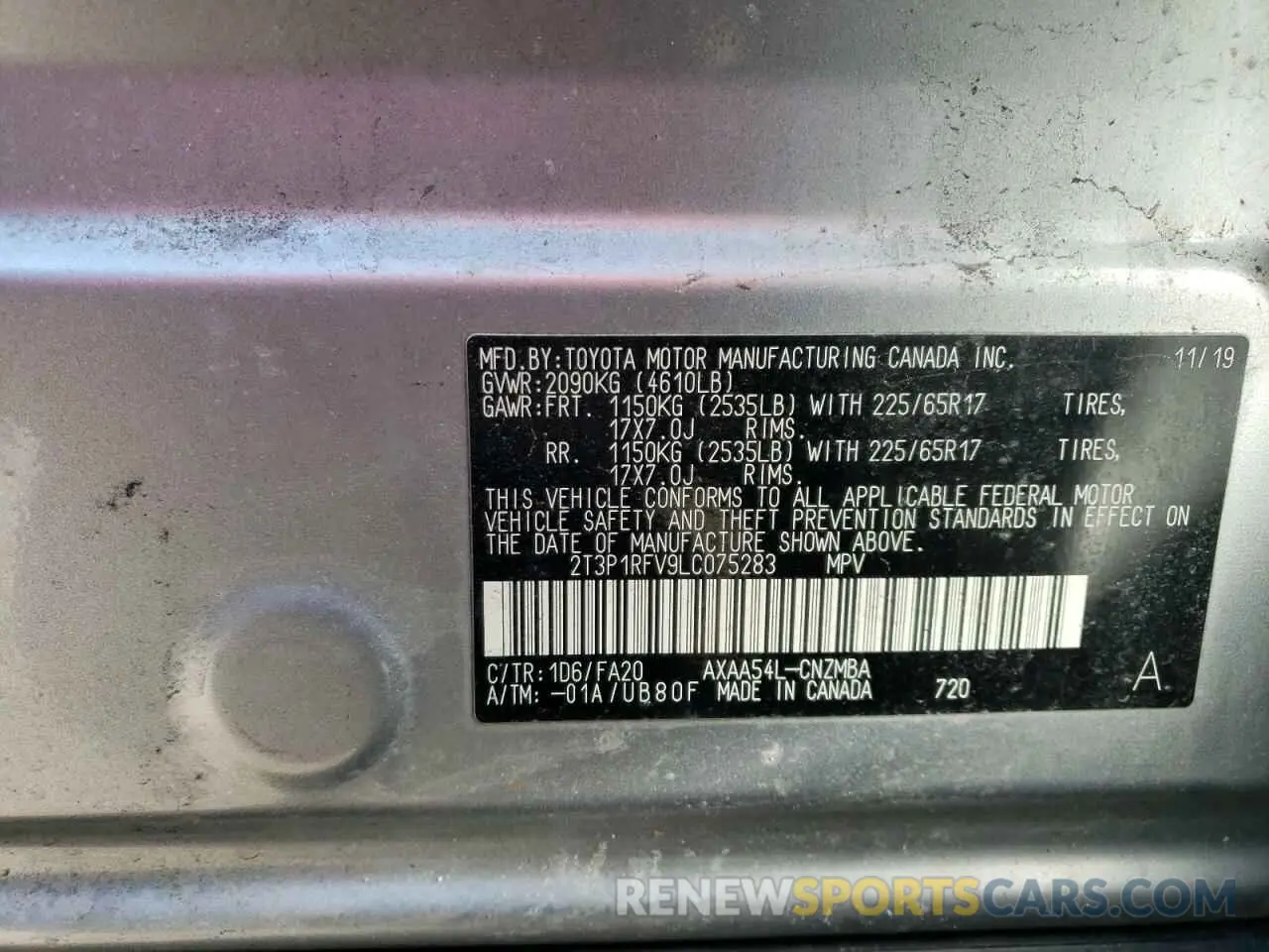 13 fotografías del automóvil dañado 2T3P1RFV9LC075283 TOYOTA RAV4 2020