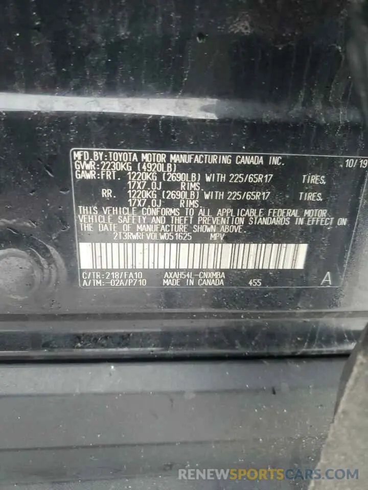 13 fotografías del automóvil dañado 2T3RWRFV0LW051625 TOYOTA RAV4 2020