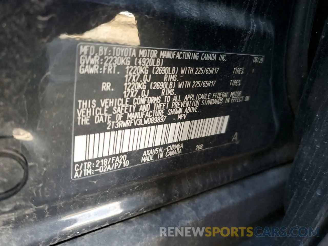 13 fotografías del automóvil dañado 2T3RWRFV3LW089897 TOYOTA RAV4 2020