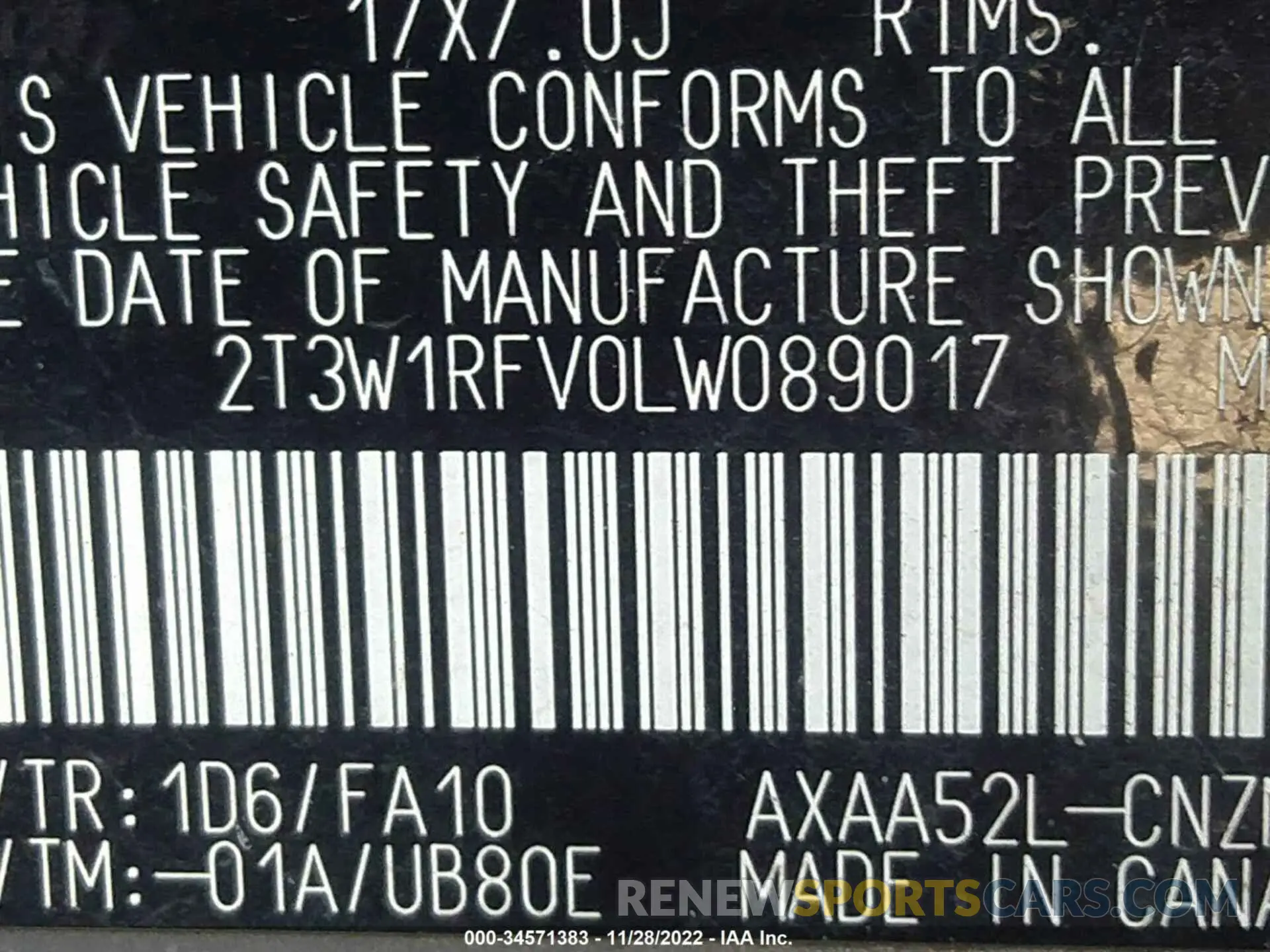 9 fotografías del automóvil dañado 2T3W1RFV0LW089017 TOYOTA RAV4 2020