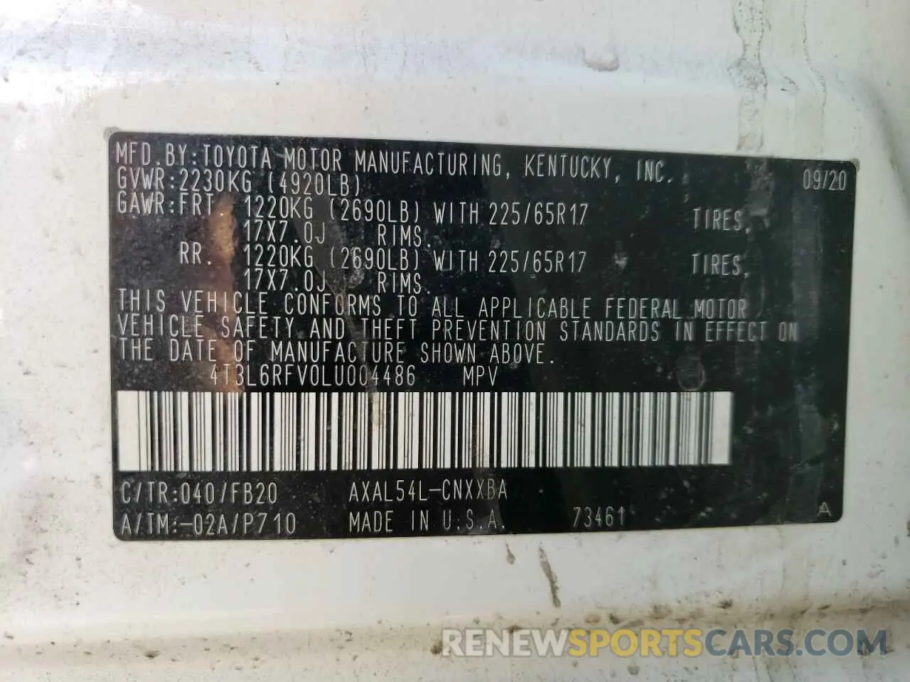 15 fotografías del automóvil dañado 4T3L6RFV0LU004486 TOYOTA RAV4 2020
