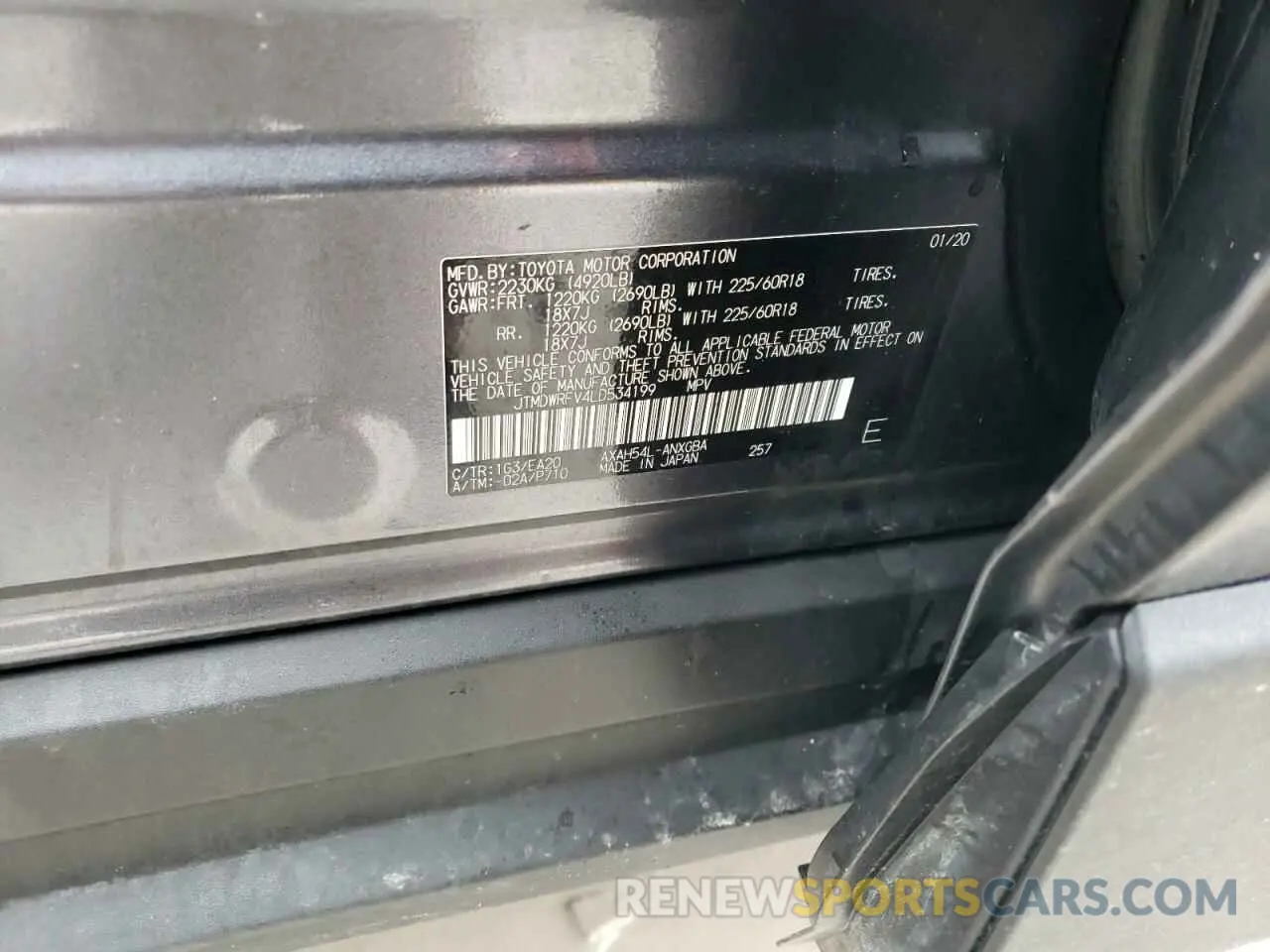 13 fotografías del automóvil dañado JTMDWRFV4LD534199 TOYOTA RAV4 2020