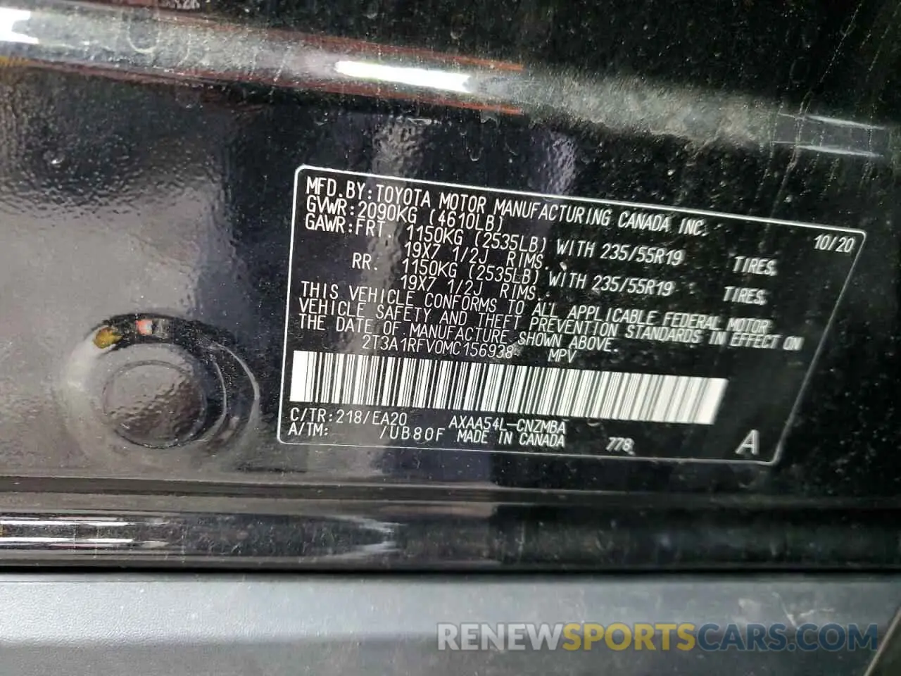 14 fotografías del automóvil dañado 2T3A1RFV0MC156938 TOYOTA RAV4 2021