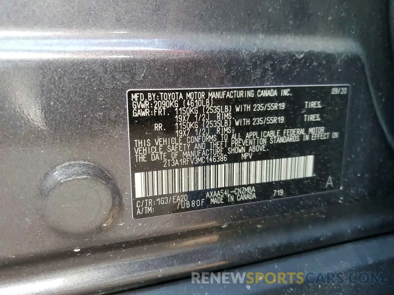 13 fotografías del automóvil dañado 2T3A1RFV3MC146386 TOYOTA RAV4 2021