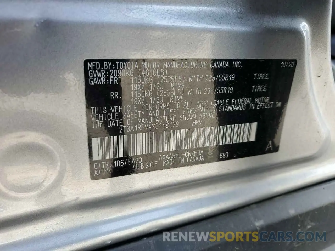13 fotografías del automóvil dañado 2T3A1RFV4MC148129 TOYOTA RAV4 2021