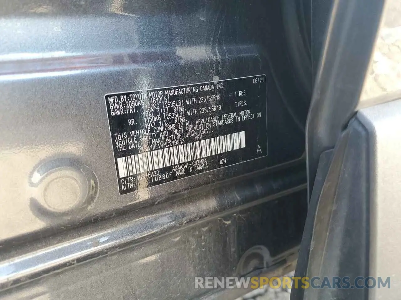 13 fotografías del automóvil dañado 2T3A1RFV4MC219913 TOYOTA RAV4 2021