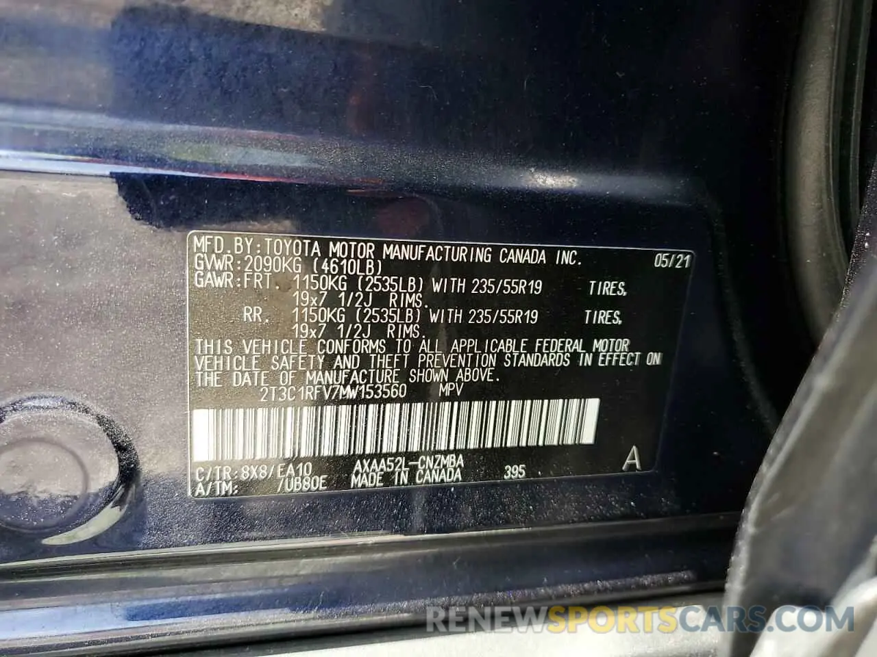 13 fotografías del automóvil dañado 2T3C1RFV7MW153560 TOYOTA RAV4 2021