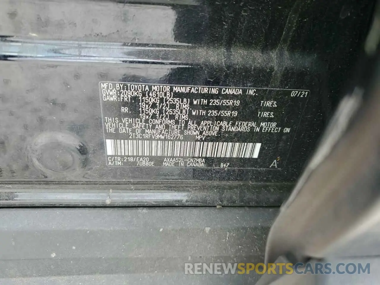 13 fotografías del automóvil dañado 2T3C1RFV9MW162776 TOYOTA RAV4 2021