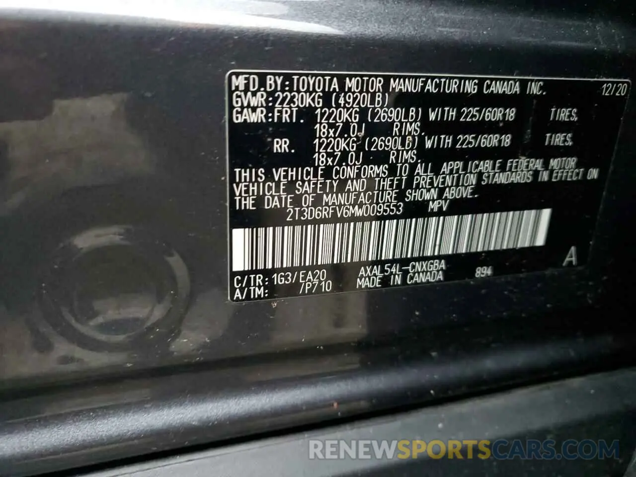 14 fotografías del automóvil dañado 2T3D6RFV6MW009553 TOYOTA RAV4 2021