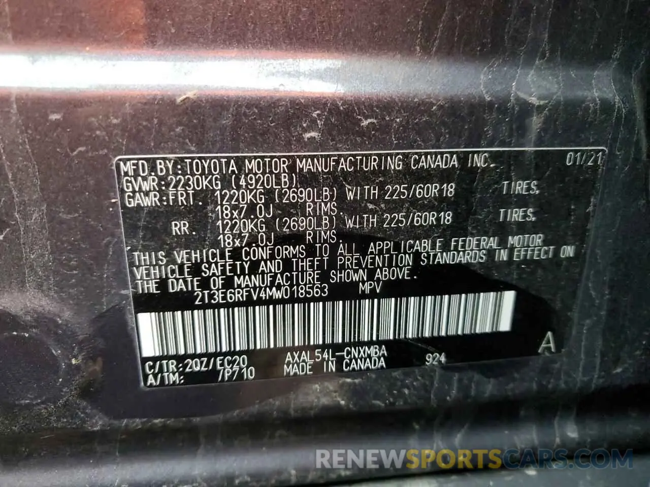 13 fotografías del automóvil dañado 2T3E6RFV4MW018563 TOYOTA RAV4 2021