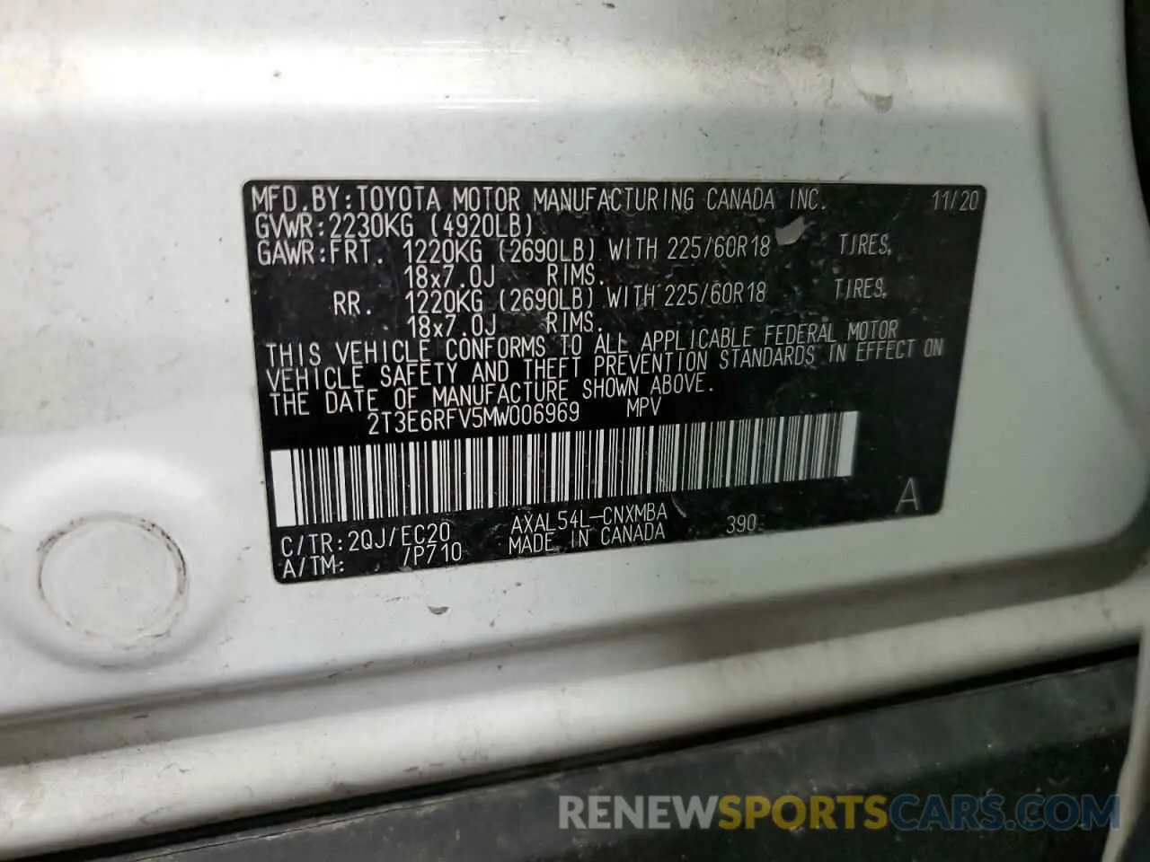 13 fotografías del automóvil dañado 2T3E6RFV5MW006969 TOYOTA RAV4 2021