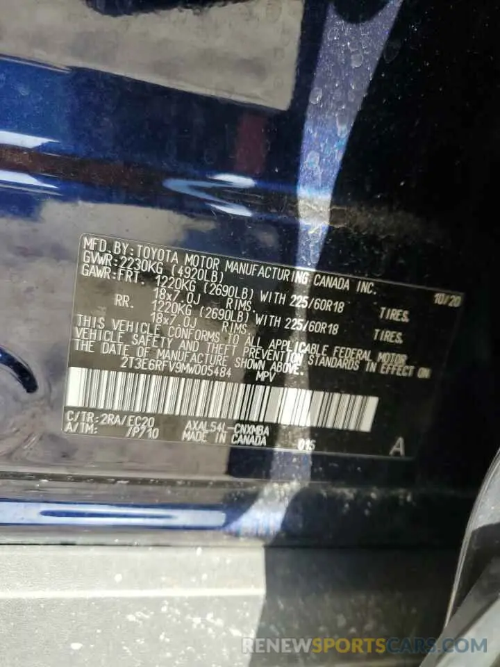14 fotografías del automóvil dañado 2T3E6RFV9MW005484 TOYOTA RAV4 2021