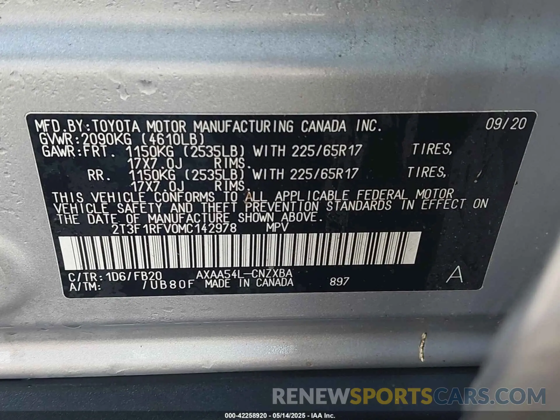 9 fotografías del automóvil dañado 2T3F1RFV0MC142978 TOYOTA RAV4 2021
