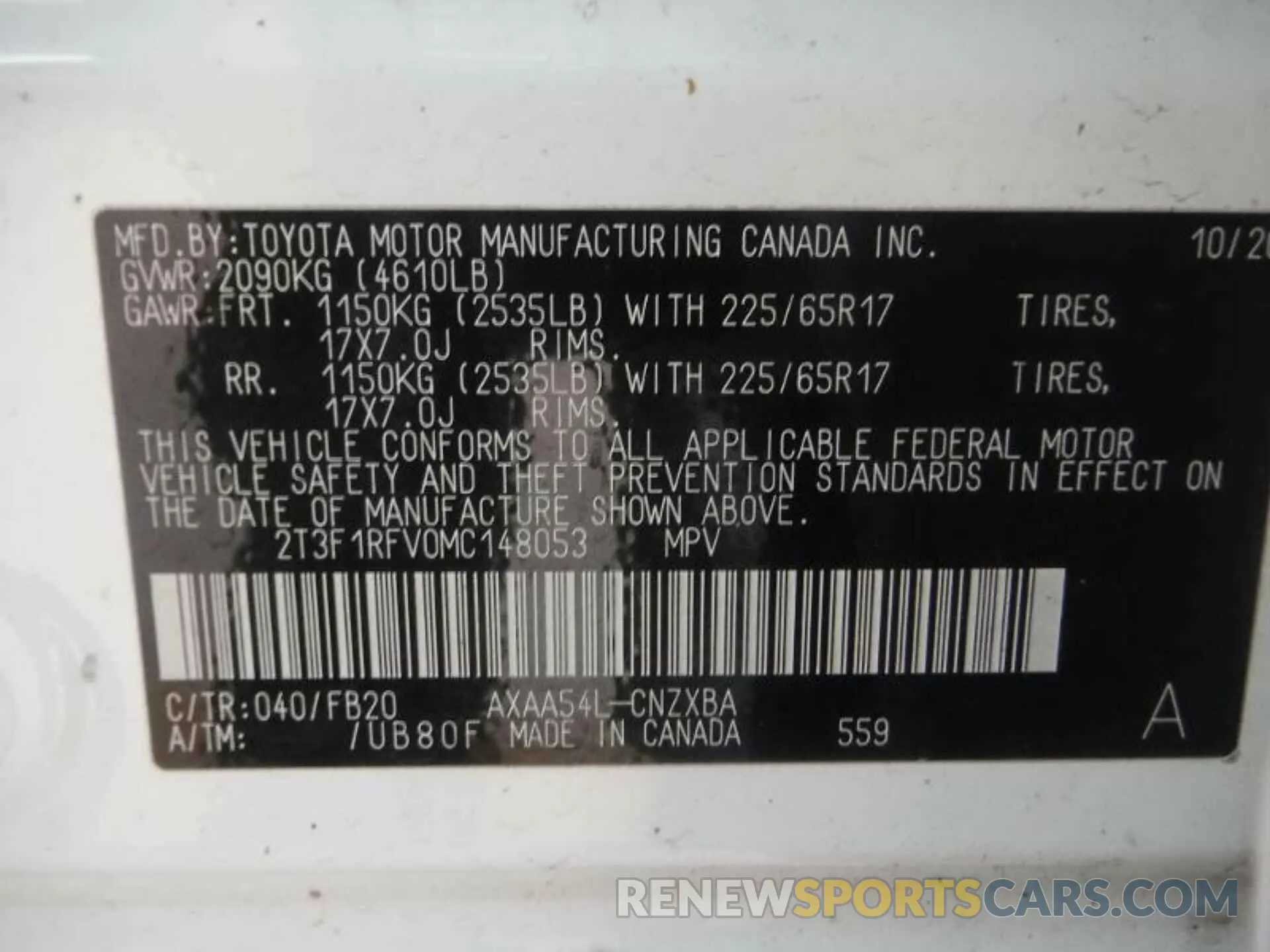 1 fotografías del automóvil dañado 2T3F1RFV0MC148053 TOYOTA RAV4 2021