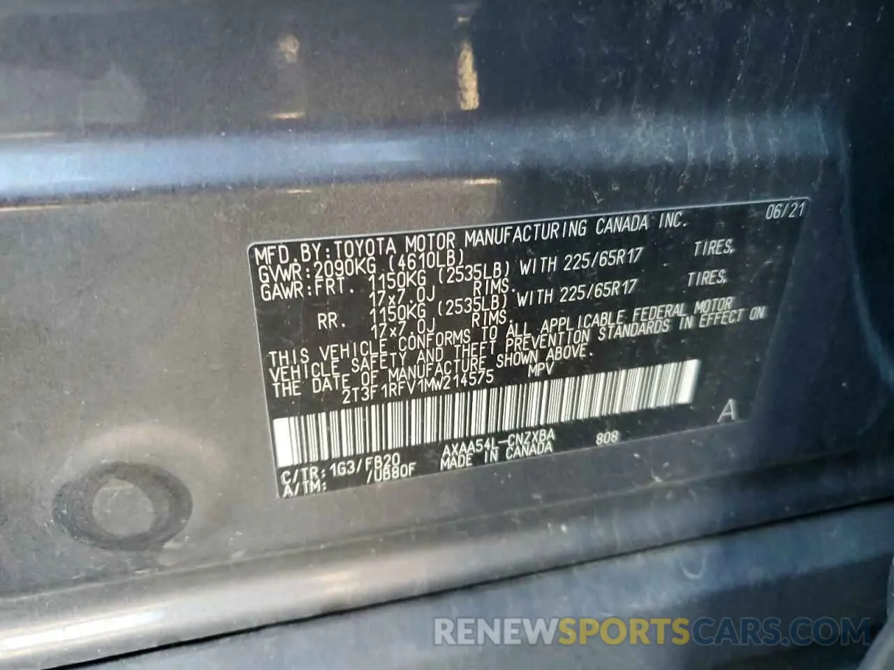 14 fotografías del automóvil dañado 2T3F1RFV1MW214575 TOYOTA RAV4 2021