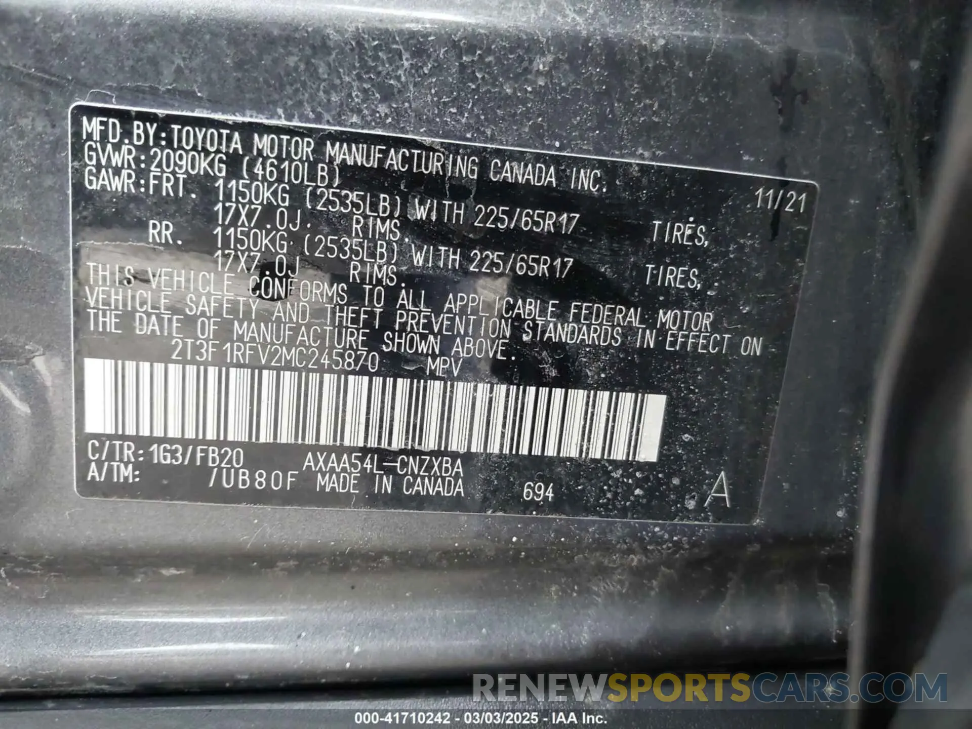 9 fotografías del automóvil dañado 2T3F1RFV2MC245870 TOYOTA RAV4 2021