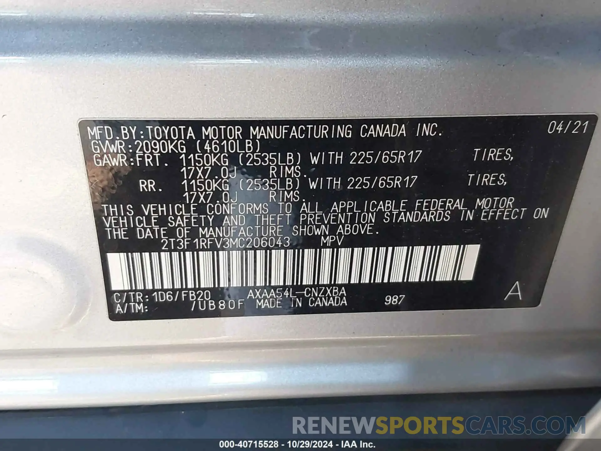 9 fotografías del automóvil dañado 2T3F1RFV3MC206043 TOYOTA RAV4 2021