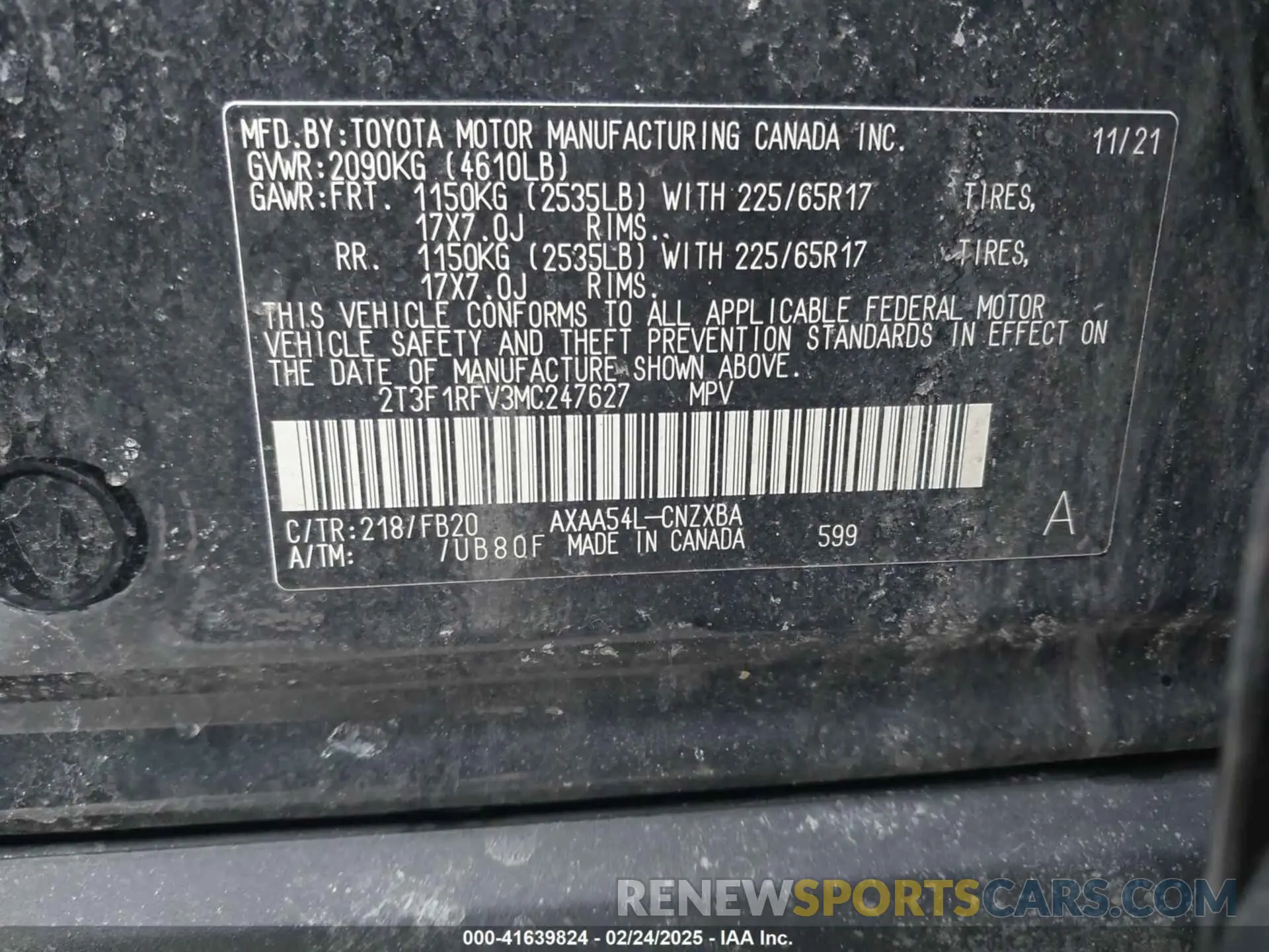 9 fotografías del automóvil dañado 2T3F1RFV3MC247627 TOYOTA RAV4 2021
