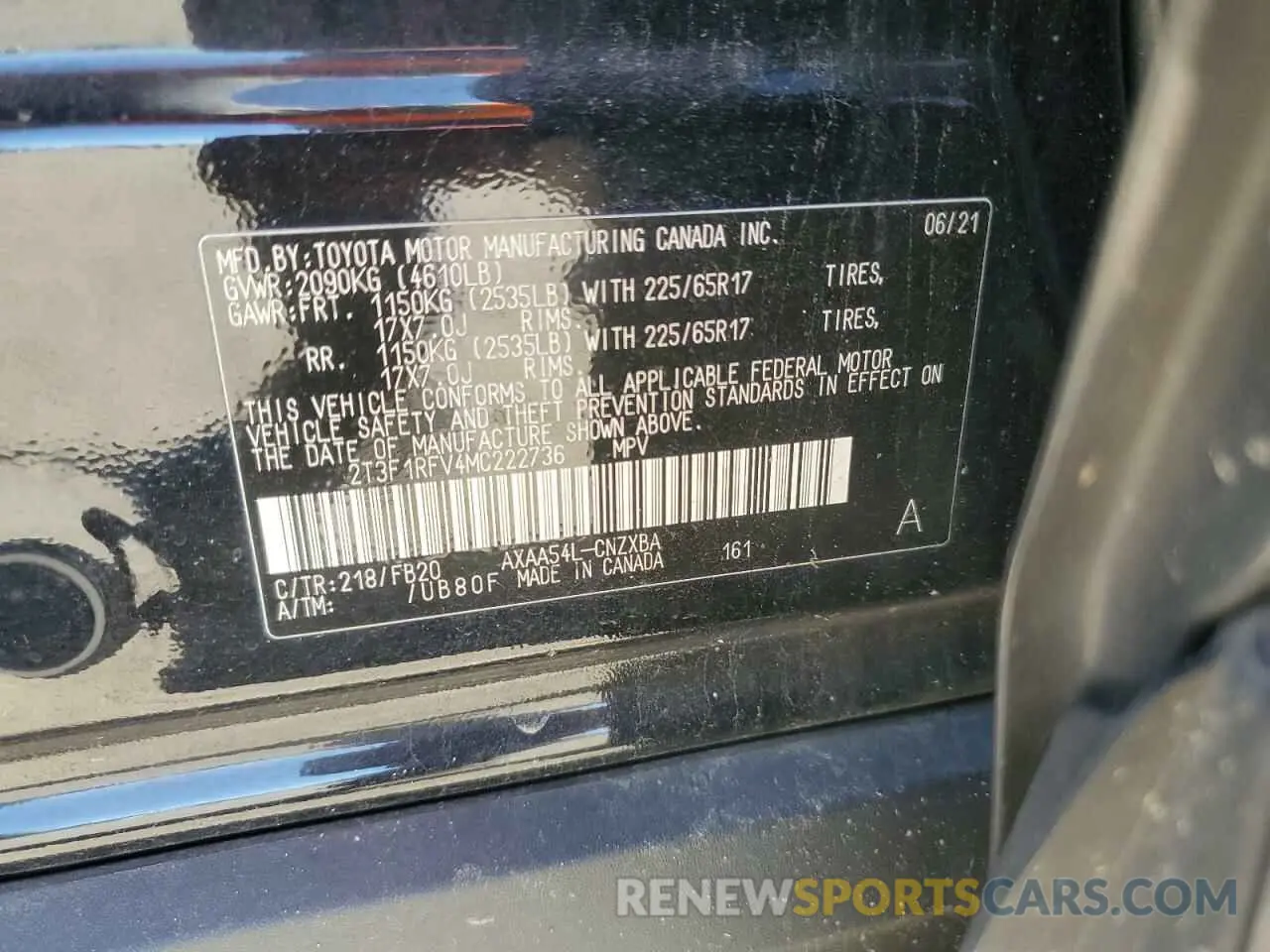 14 fotografías del automóvil dañado 2T3F1RFV4MC222736 TOYOTA RAV4 2021