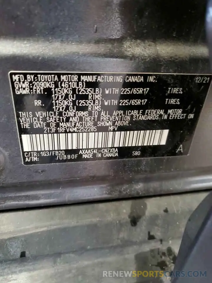 13 fotografías del automóvil dañado 2T3F1RFV4MC252285 TOYOTA RAV4 2021