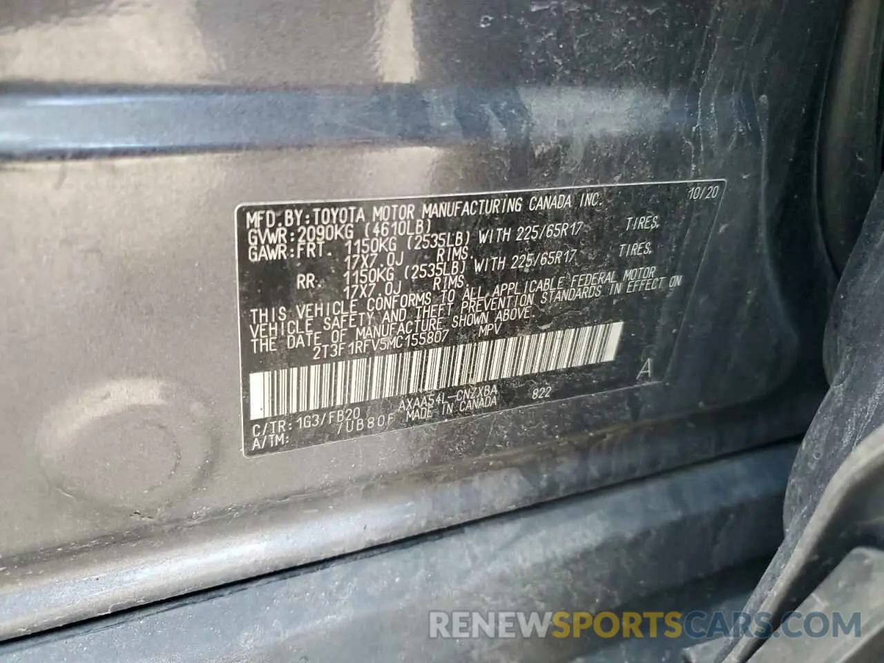 14 fotografías del automóvil dañado 2T3F1RFV5MC155807 TOYOTA RAV4 2021