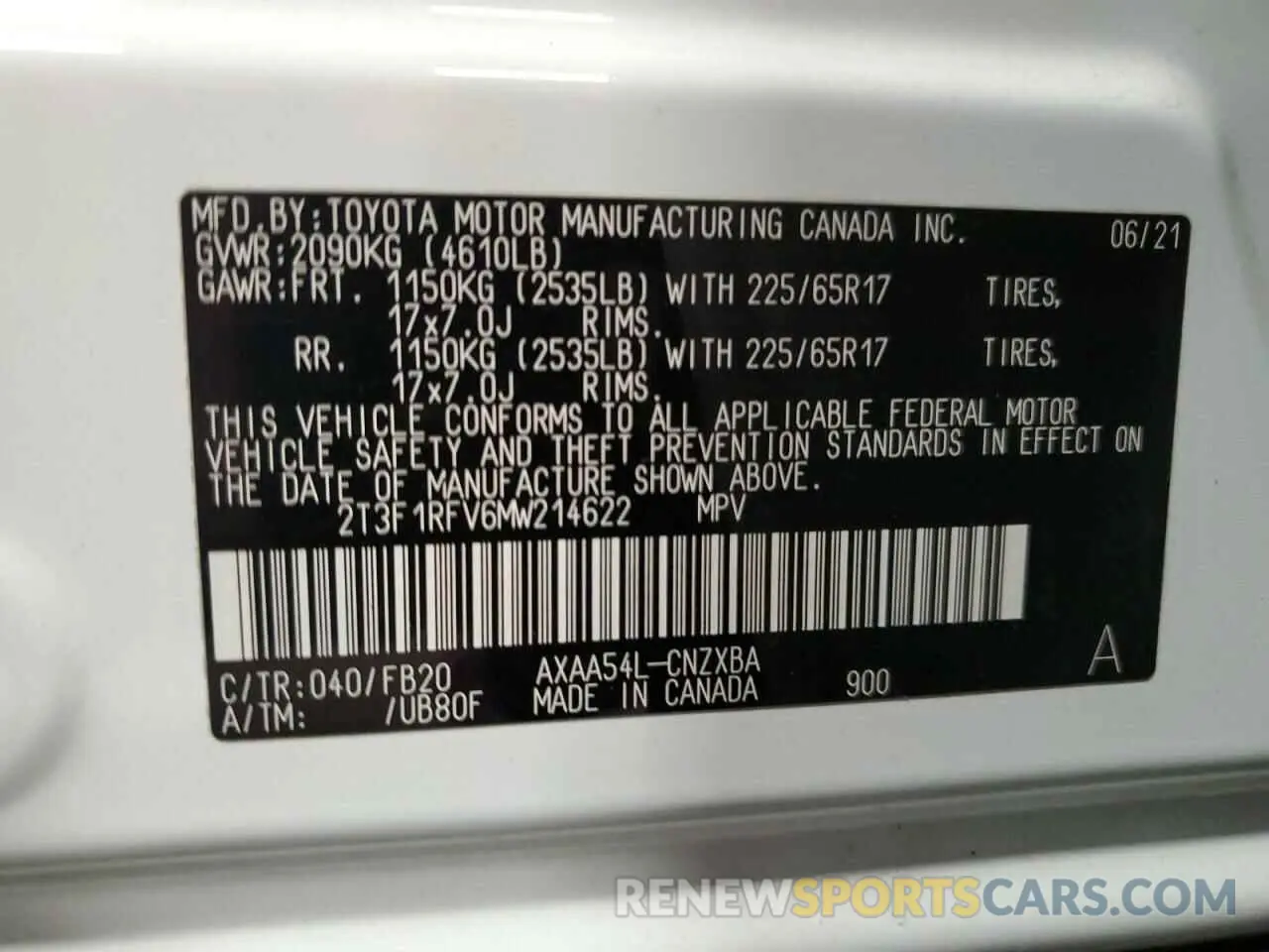 13 fotografías del automóvil dañado 2T3F1RFV6MW214622 TOYOTA RAV4 2021