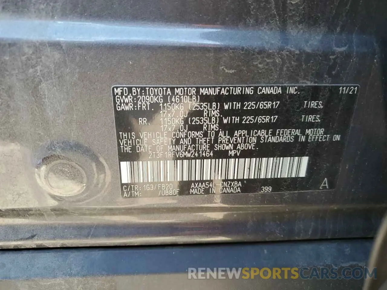 13 fotografías del automóvil dañado 2T3F1RFV6MW241464 TOYOTA RAV4 2021