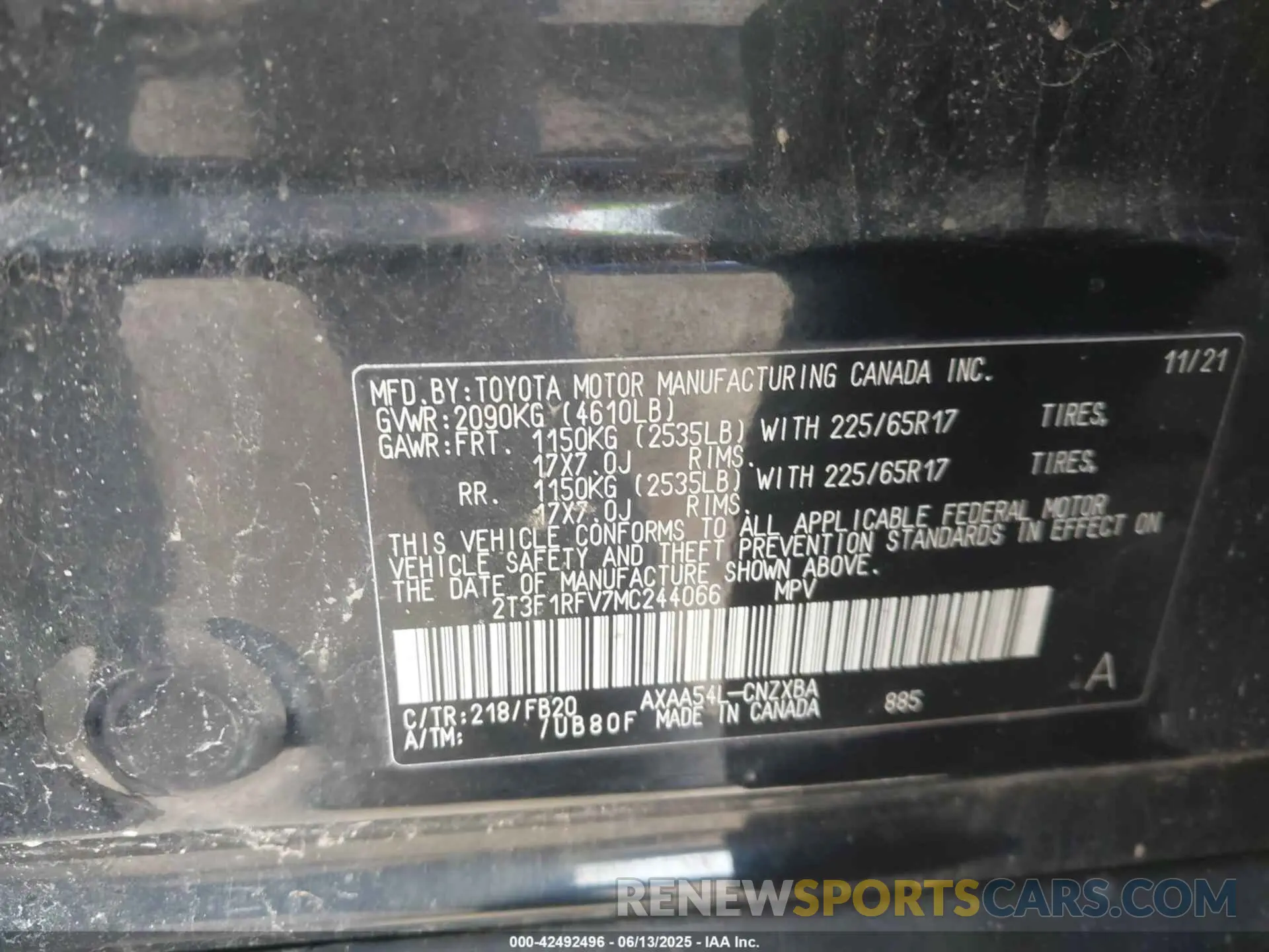 9 fotografías del automóvil dañado 2T3F1RFV7MC244066 TOYOTA RAV4 2021