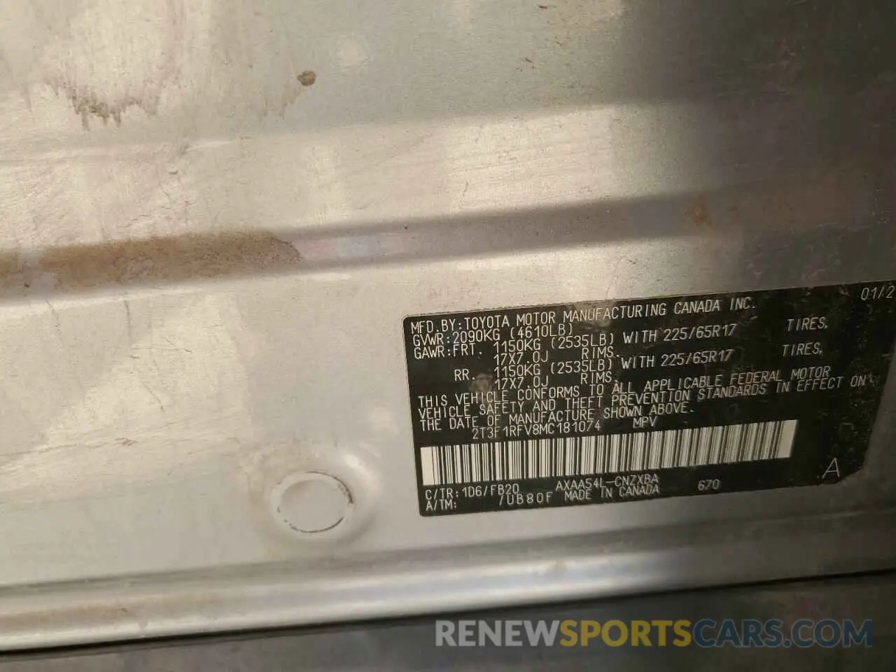 13 fotografías del automóvil dañado 2T3F1RFV8MC181074 TOYOTA RAV4 2021