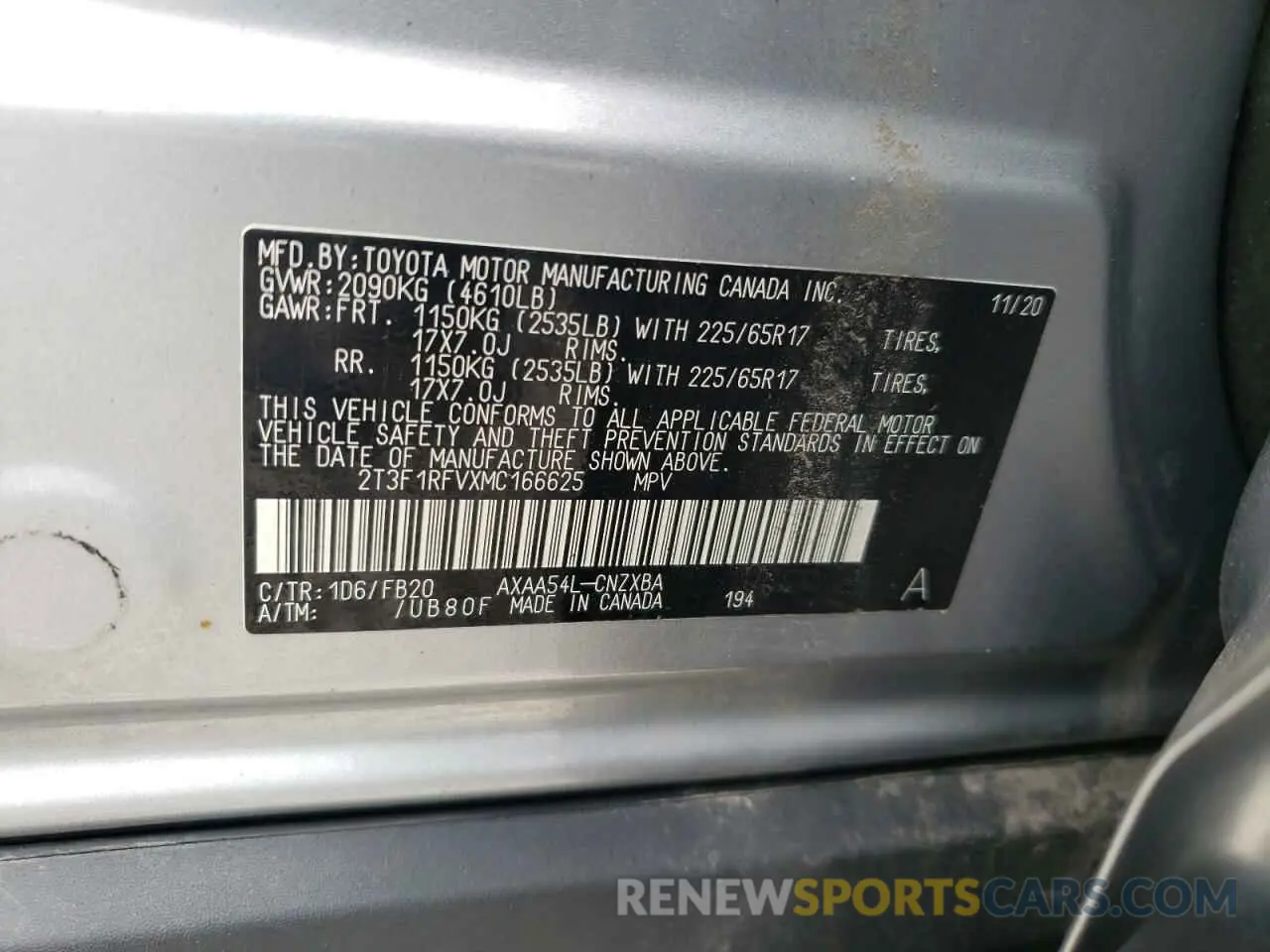 13 fotografías del automóvil dañado 2T3F1RFVXMC166625 TOYOTA RAV4 2021