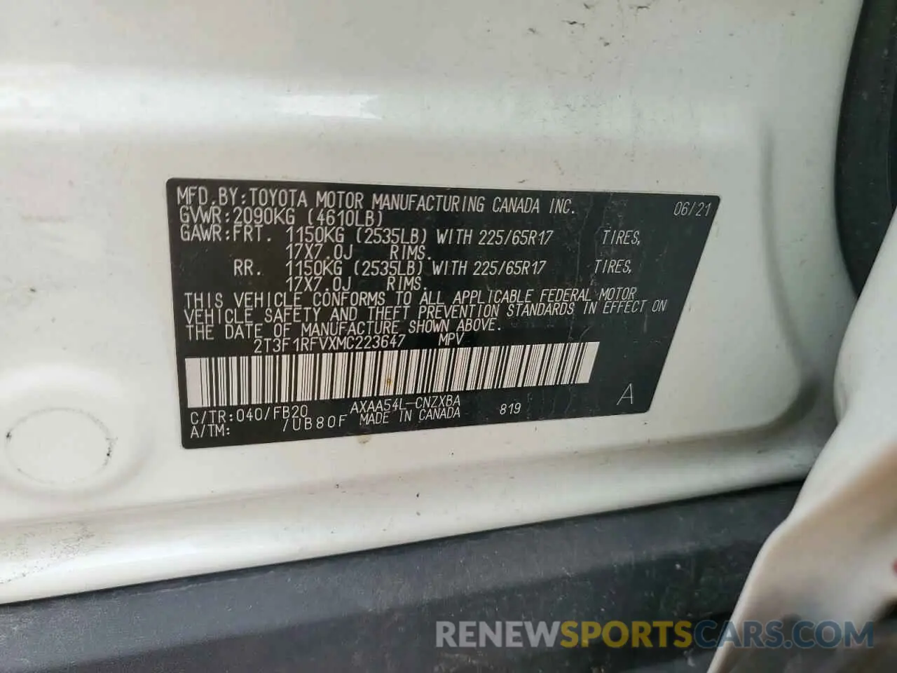 14 fotografías del automóvil dañado 2T3F1RFVXMC223647 TOYOTA RAV4 2021