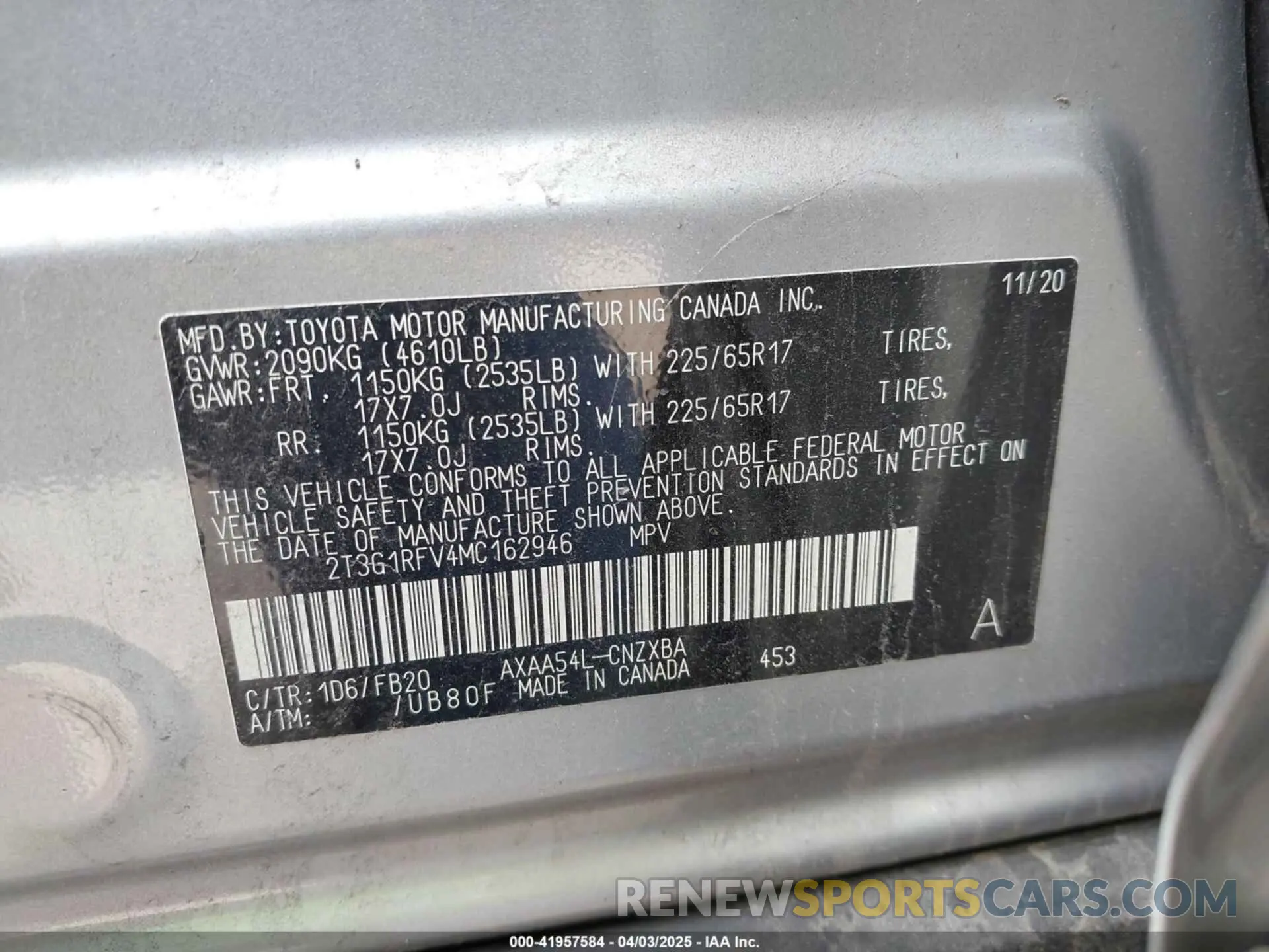 9 fotografías del automóvil dañado 2T3G1RFV4MC162946 TOYOTA RAV4 2021