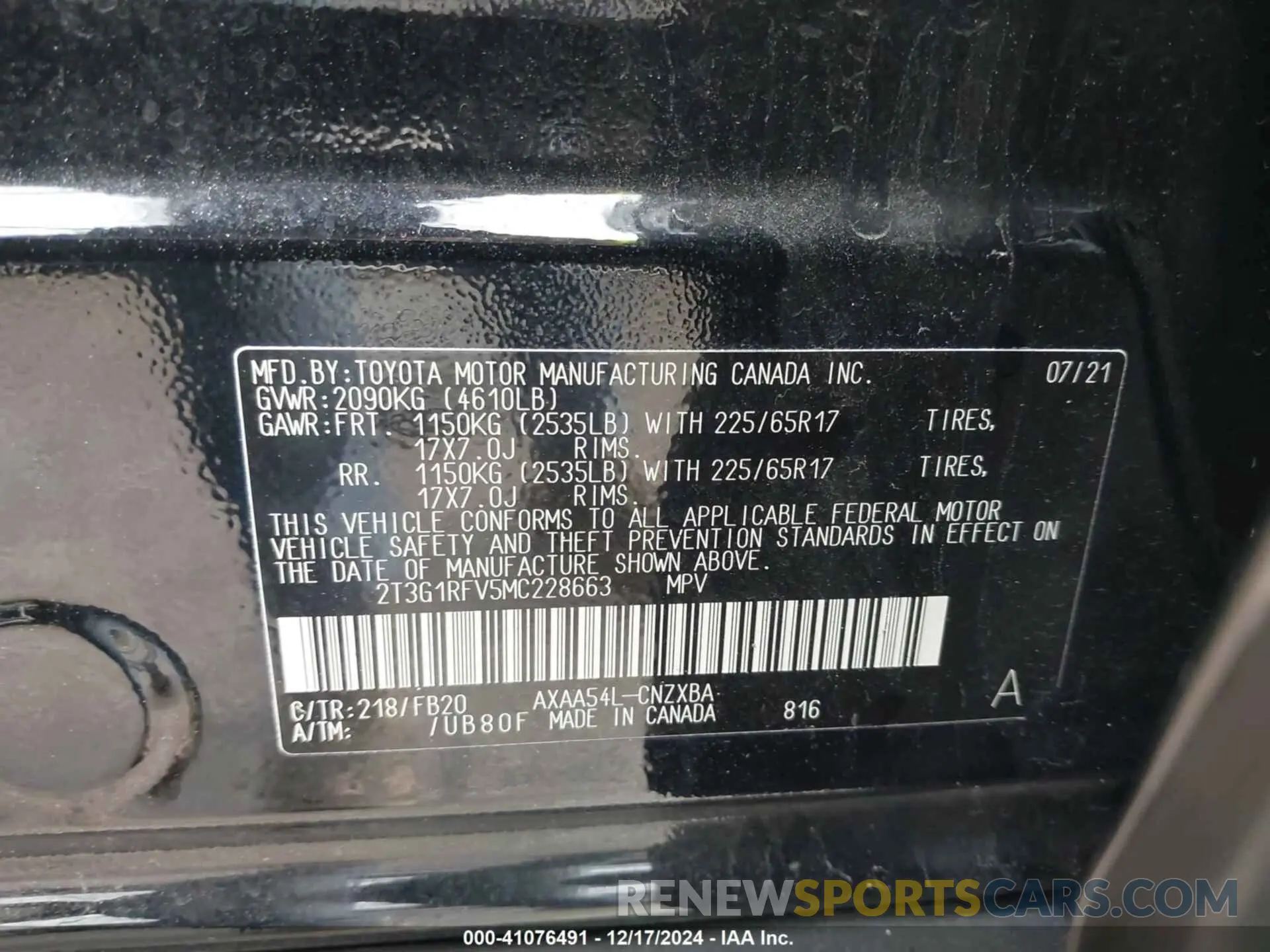 9 fotografías del automóvil dañado 2T3G1RFV5MC228663 TOYOTA RAV4 2021