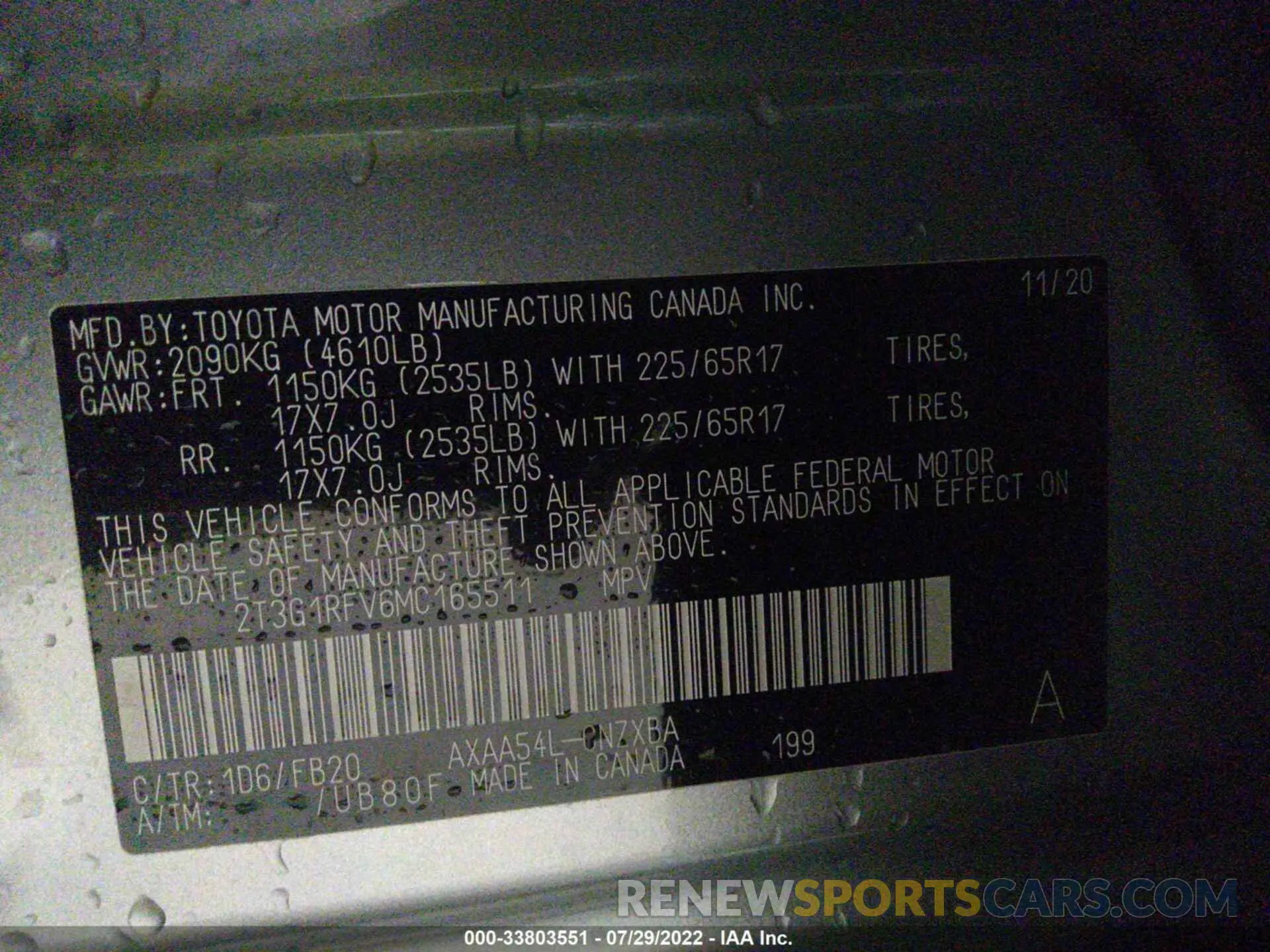 9 fotografías del automóvil dañado 2T3G1RFV6MC165511 TOYOTA RAV4 2021