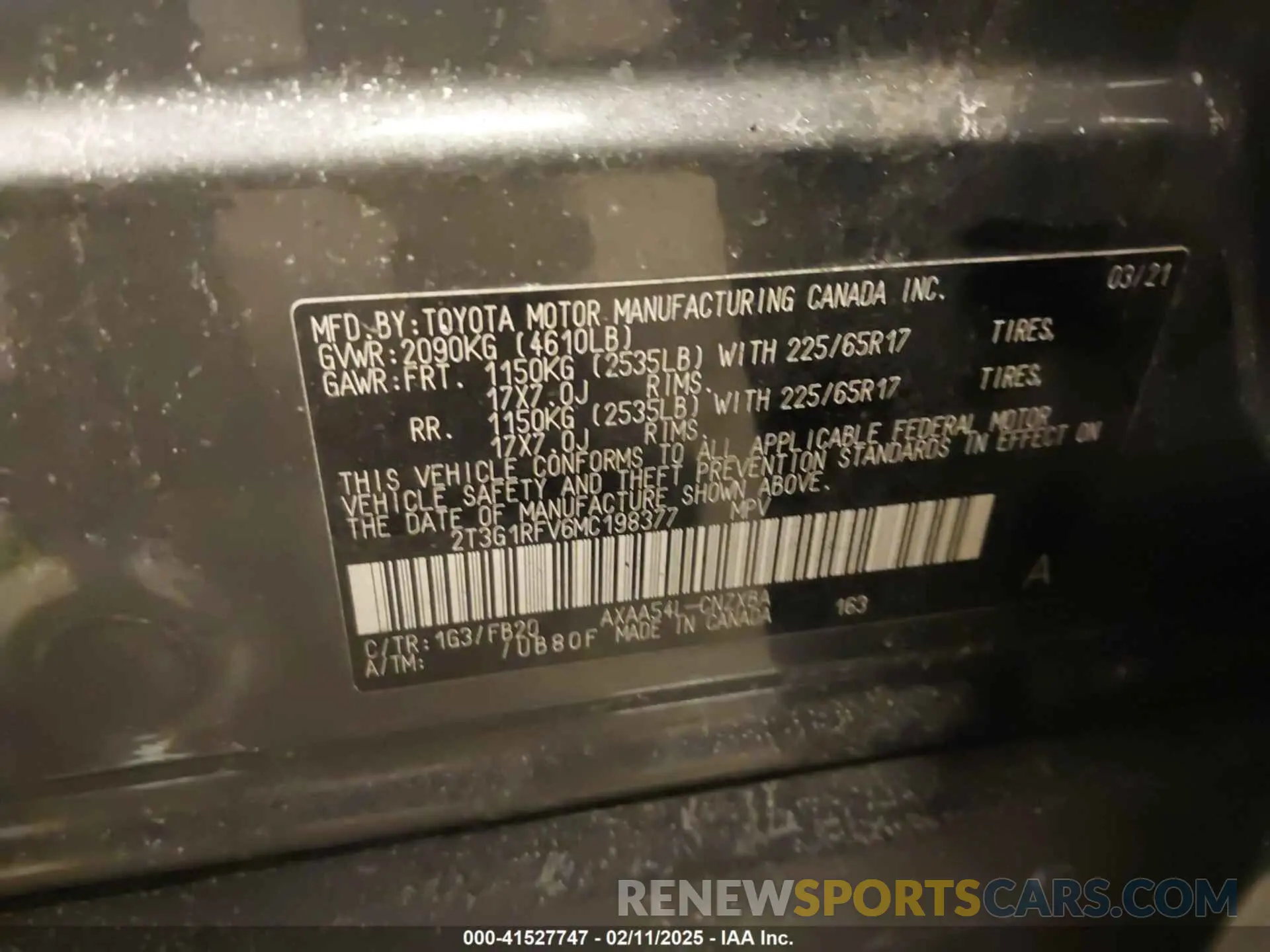 9 fotografías del automóvil dañado 2T3G1RFV6MC198377 TOYOTA RAV4 2021