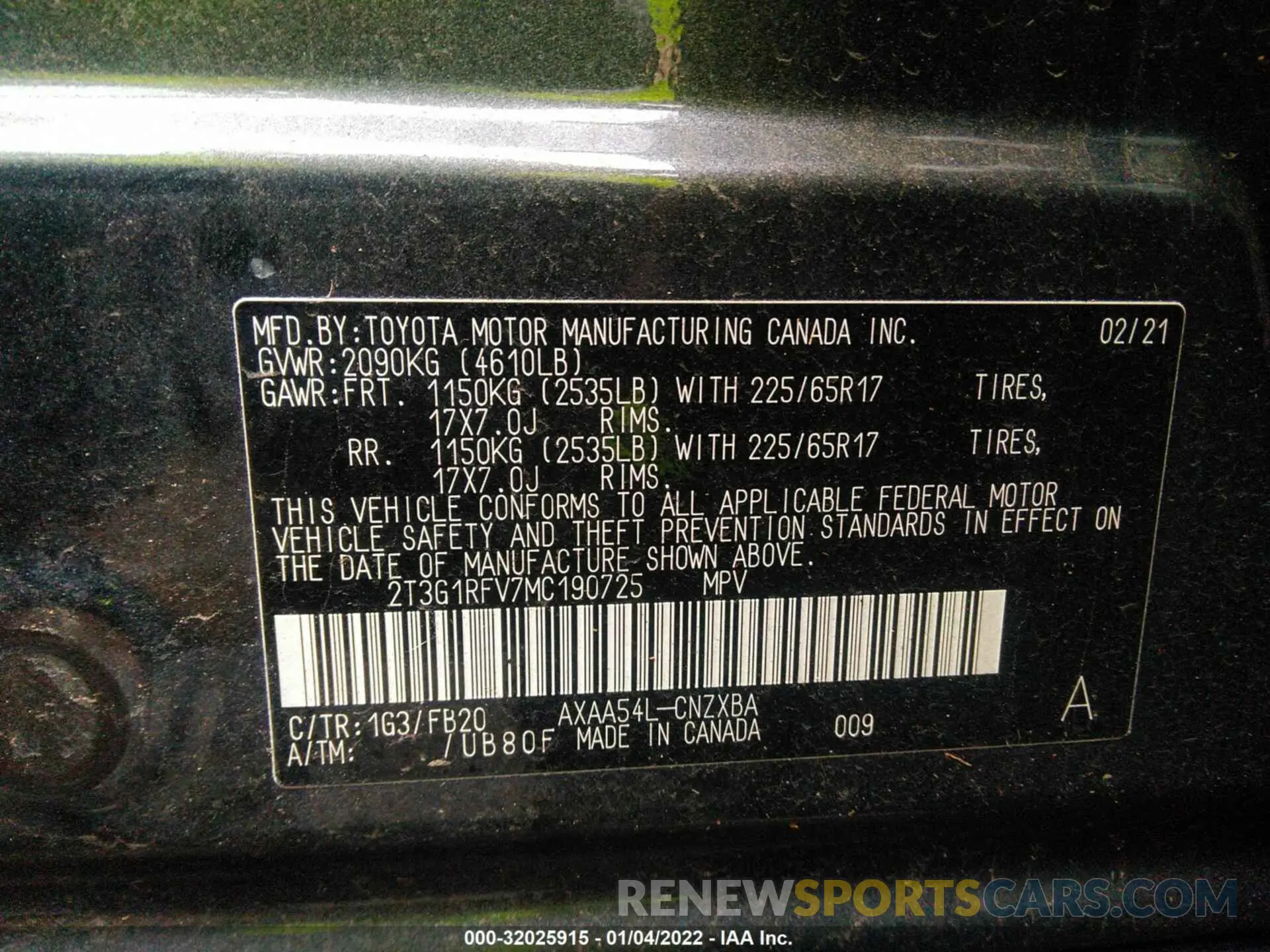 9 fotografías del automóvil dañado 2T3G1RFV7MC190725 TOYOTA RAV4 2021