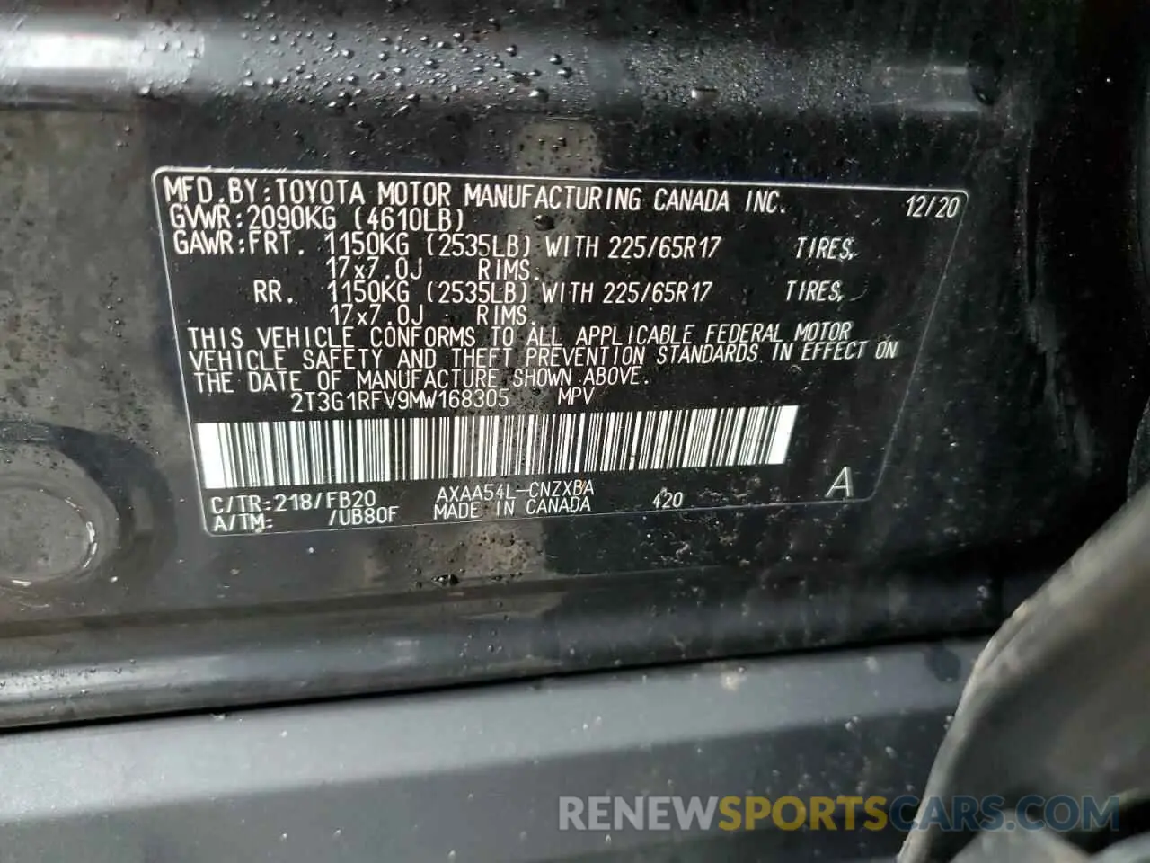 13 fotografías del automóvil dañado 2T3G1RFV9MW168305 TOYOTA RAV4 2021