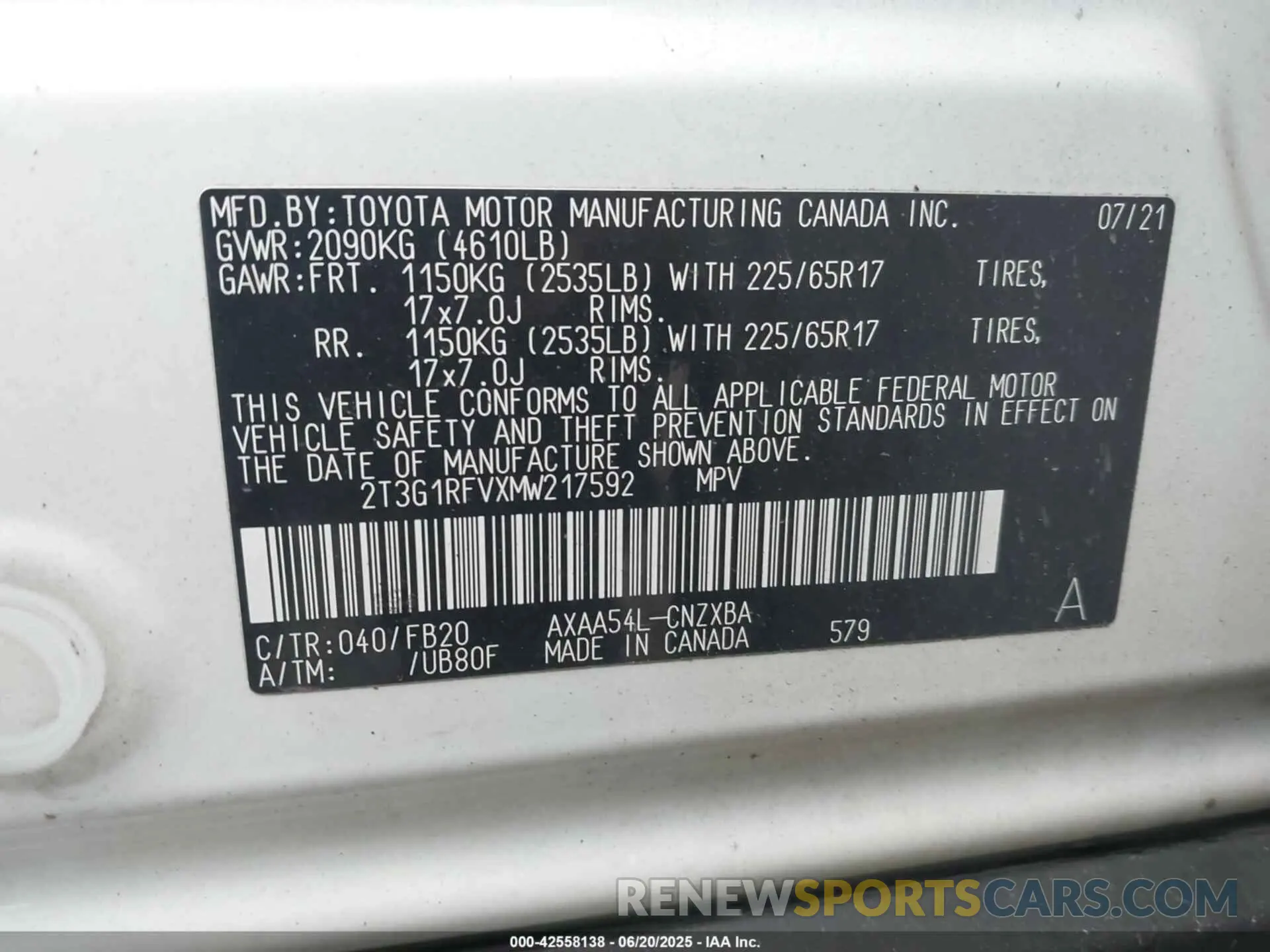 9 fotografías del automóvil dañado 2T3G1RFVXMW217592 TOYOTA RAV4 2021