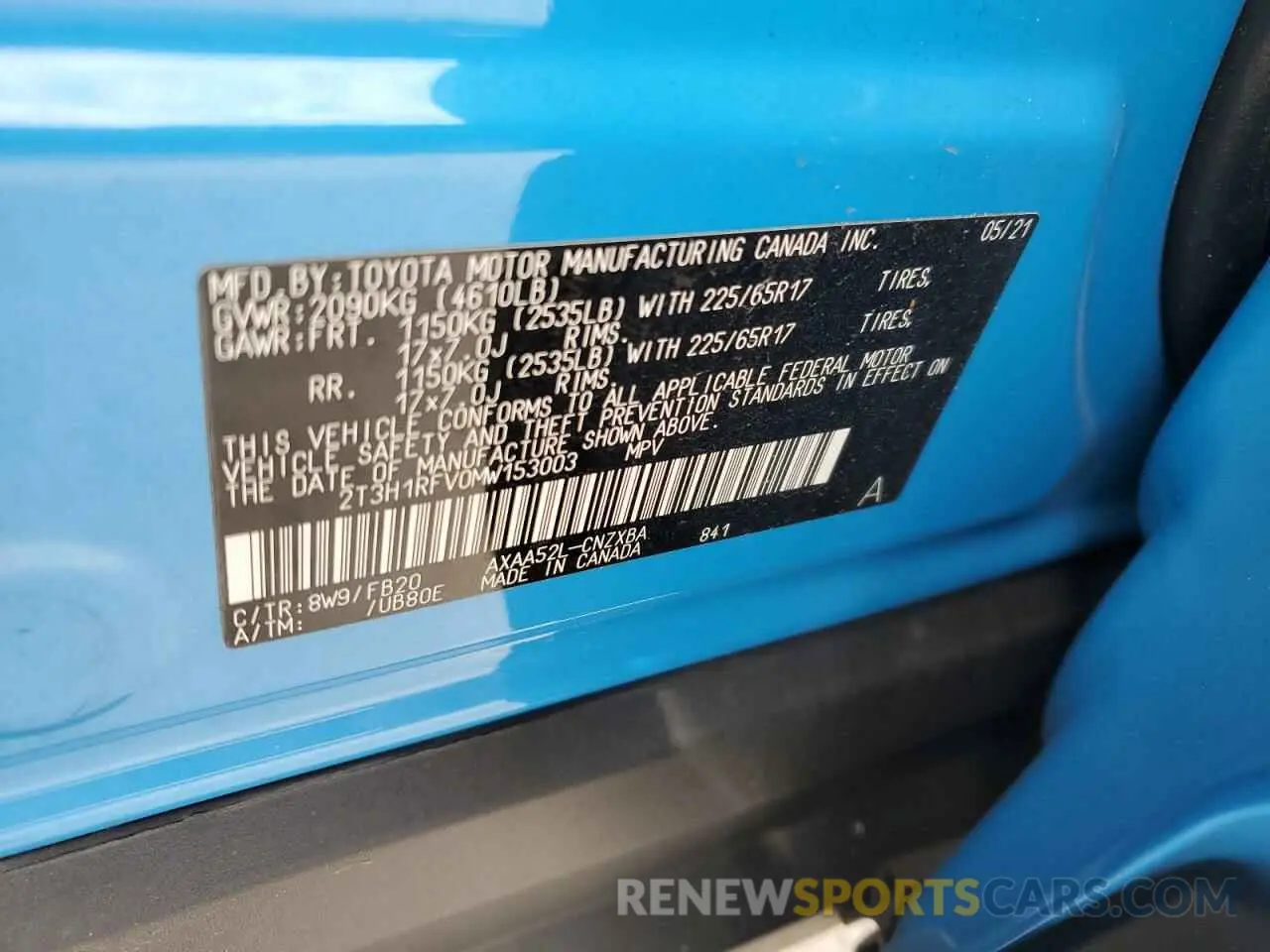 14 fotografías del automóvil dañado 2T3H1RFV0MW153003 TOYOTA RAV4 2021