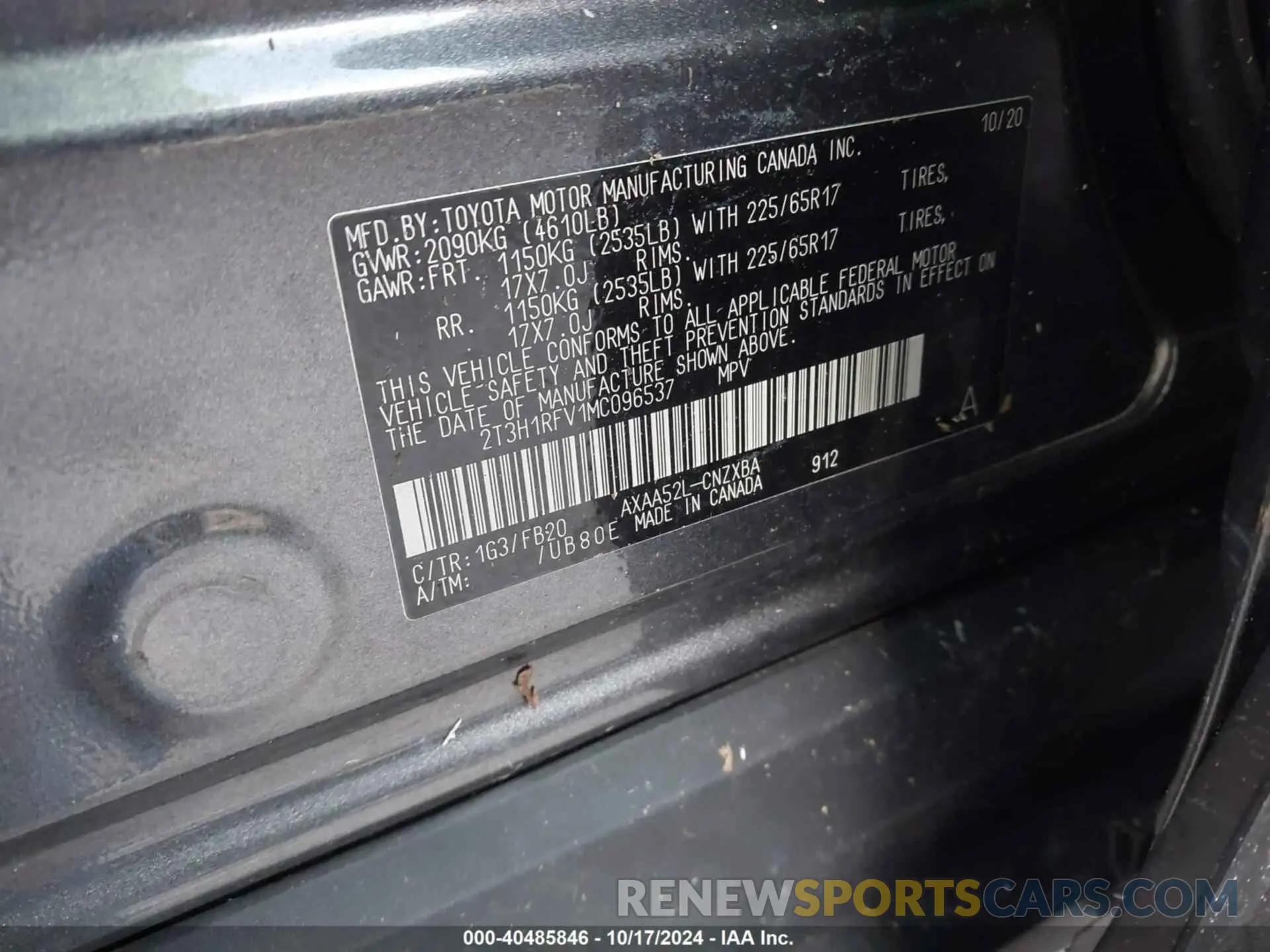 9 fotografías del automóvil dañado 2T3H1RFV1MC096537 TOYOTA RAV4 2021