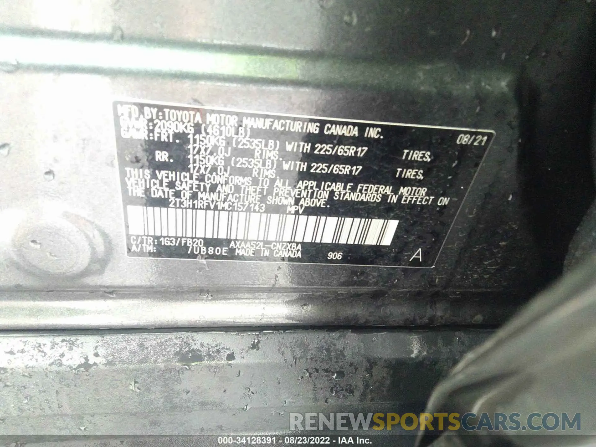 9 fotografías del automóvil dañado 2T3H1RFV1MC157143 TOYOTA RAV4 2021