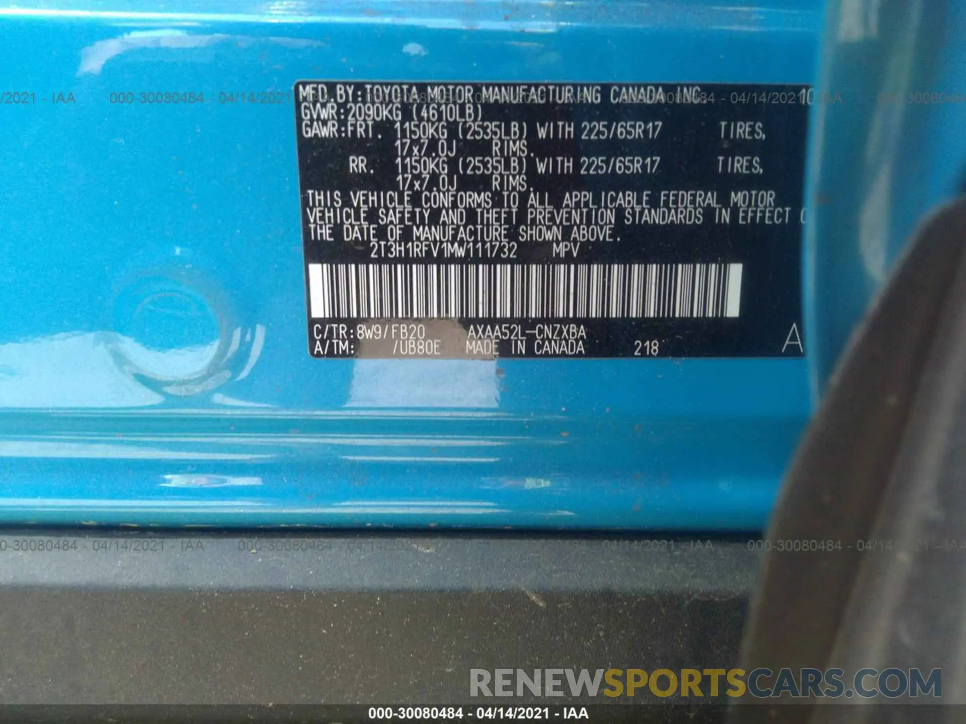 9 fotografías del automóvil dañado 2T3H1RFV1MW111732 TOYOTA RAV4 2021